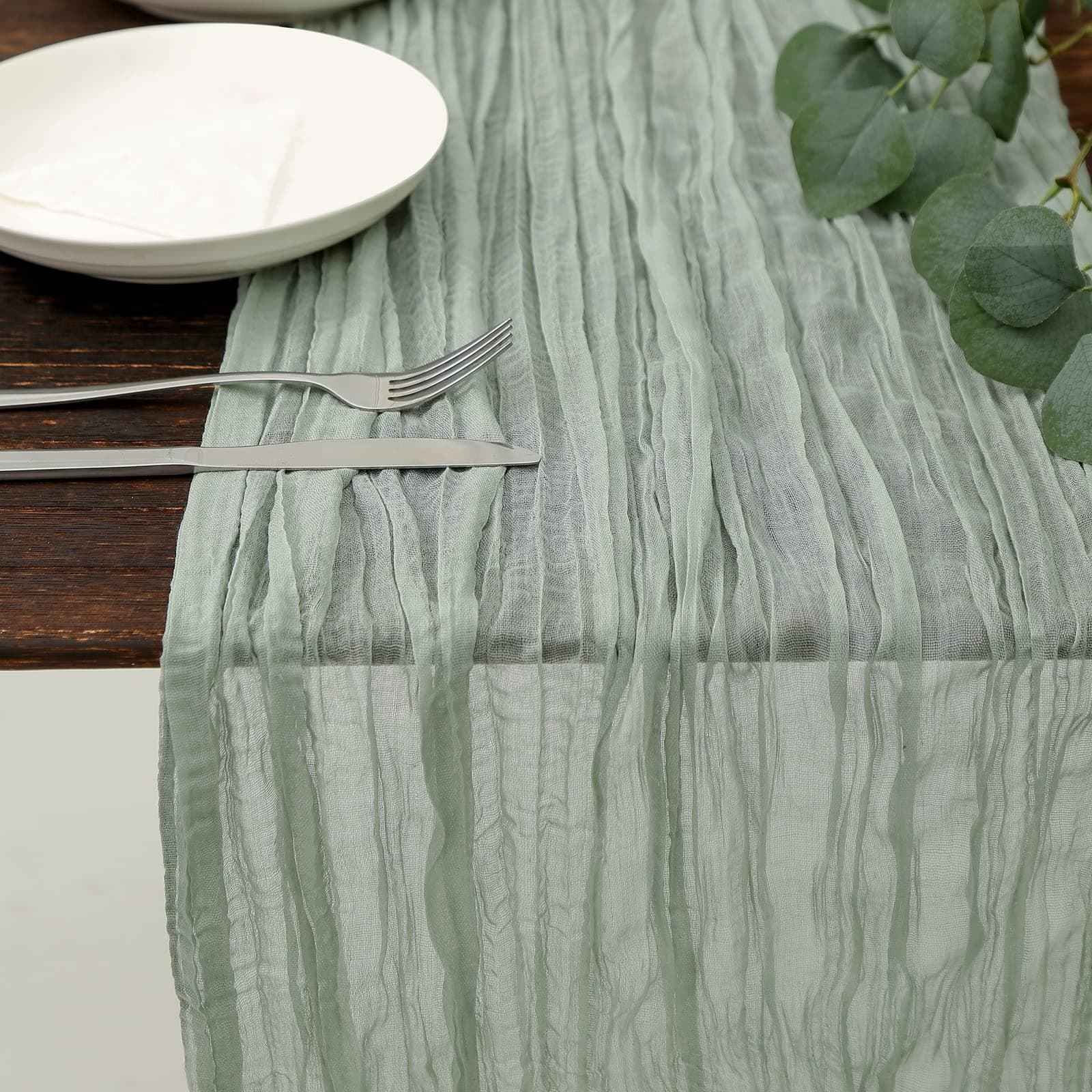 DOLOPL Table Runner for Baby Shower Decorations, Sage Green Cheese Cloth Table Runner 13.3ft – Sheer Gauze Wedding Table Decor for Bridal Shower, Spring Party, Rustic Farmhouse Decorations Sage Green 1