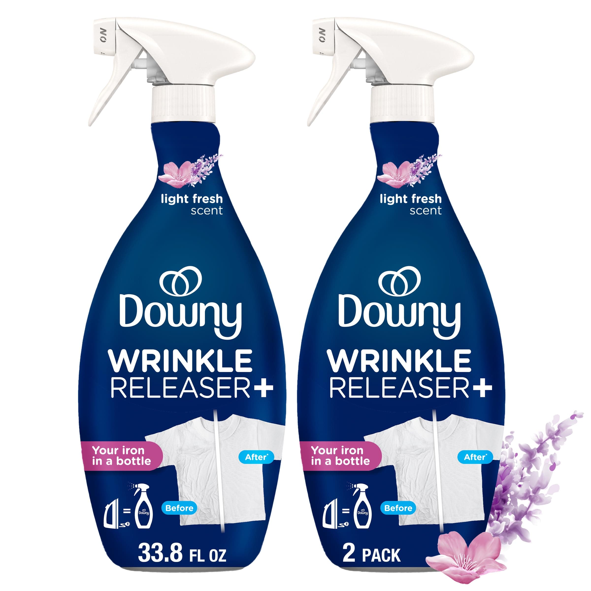 Downy Wrinkle Releaser Fabric Spray, Light Fresh Scent, 33.8 Fl Oz (Pack of 2) 33.8 Fl Oz (Pack of 2) Light Fresh Scent