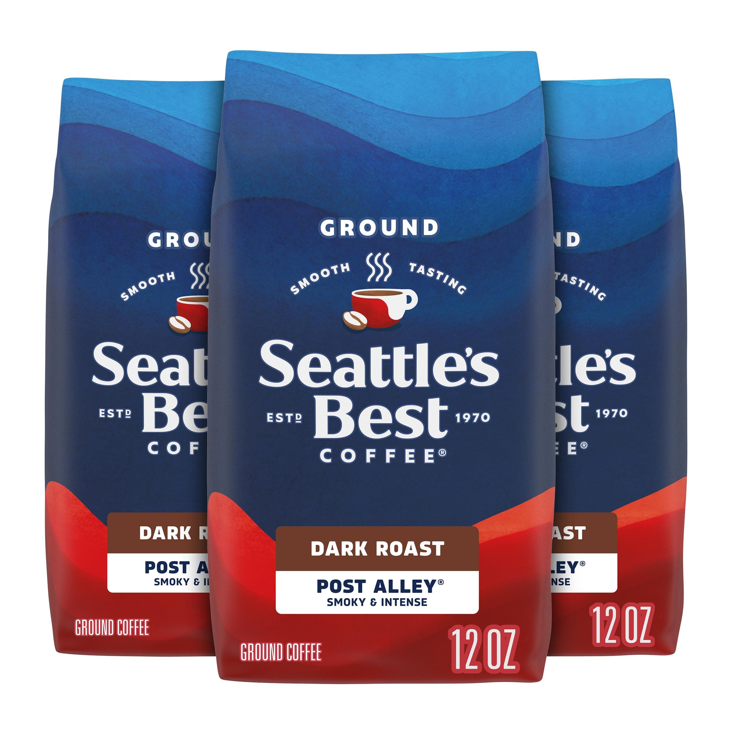 Seattle’s Best Coffee, Dark Roast Ground Coffee, Post Alley, 100% Arabica, 3 Bags (12 oz Each) Post Alley Blend 12 Ounce (Pack of 3)