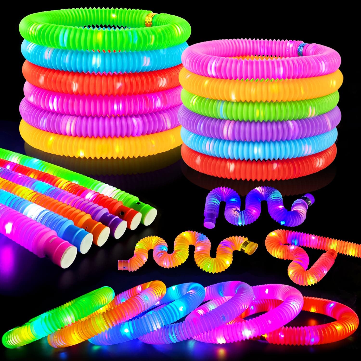 New Years Eve Glow Sticks Party Favors for Kids 12 PCS - Glow in Dark Party Supplies for Toddlers, Light Up Necklace Bracelet Accessories, Neon Decoration for Christmas NYE 2026 Birthday Camp Care