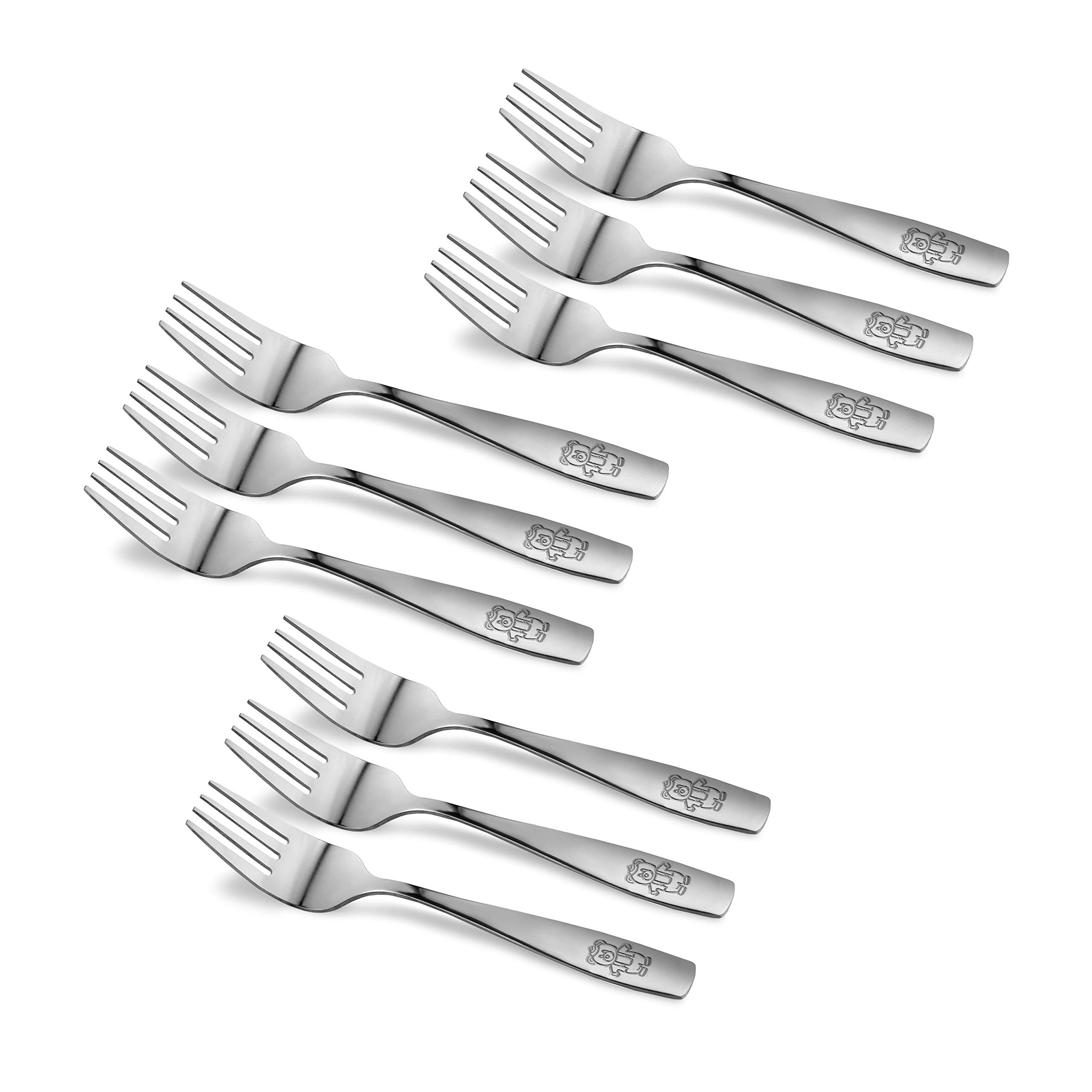 9 Piece Stainless Steel Kids Forks - Kids Cutlery, Toddler Safe Flatware, Silverware & Utensil Set for Home & Preschools