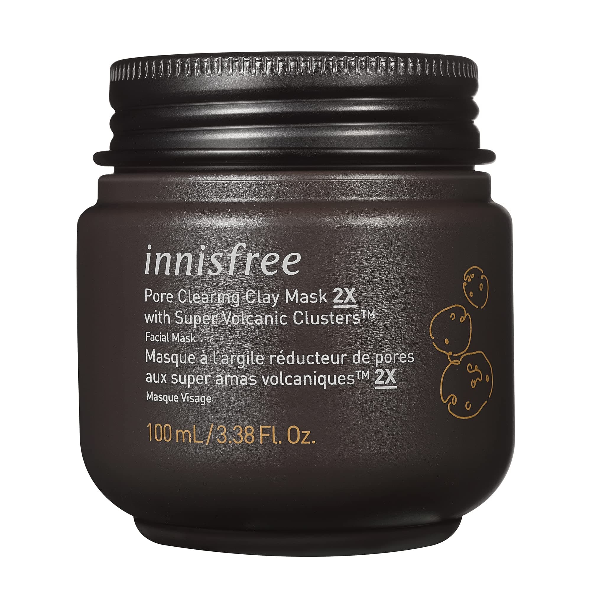 innisfree Super Volcanic Pore Clay Mask, Korean Pore Clearing Clay Mask with Volcanic Clusters and AHA