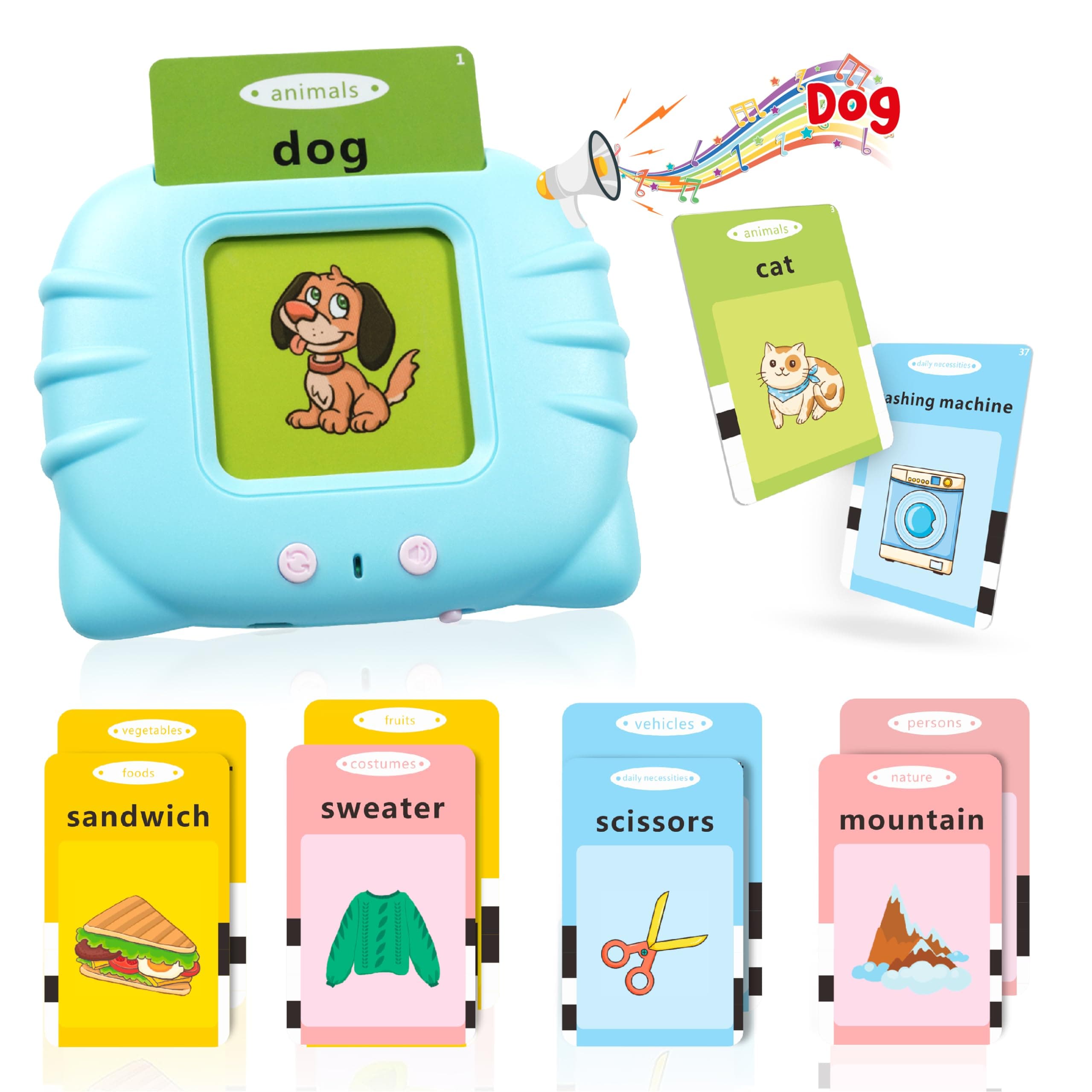 Toddler Toys Sight Words Talking Flash Cards for Ages 2 3 4 Boys and Girls, Autism Sensory Toy for Autistic Children, Learning Educational Montessori Speech Therapy Toys 224 Sight Words 224 Words Blue (General Version )