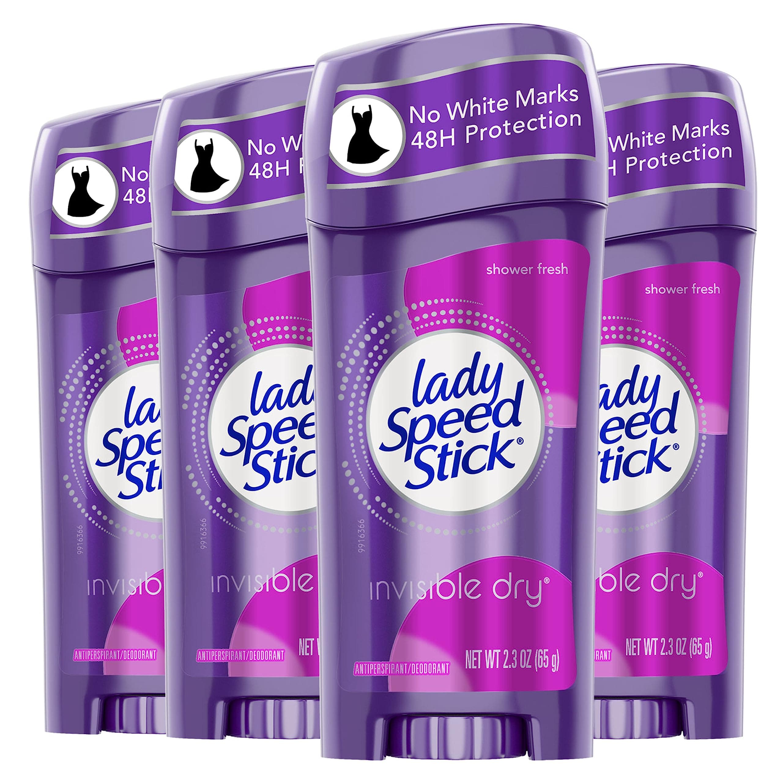 Lady Speed Stick Invisible Dry Antiperspirant Deodorant, Shower Fresh, 2.3oz, 4 Pack Shower Fresh 2.3 Ounce (Pack of 4)