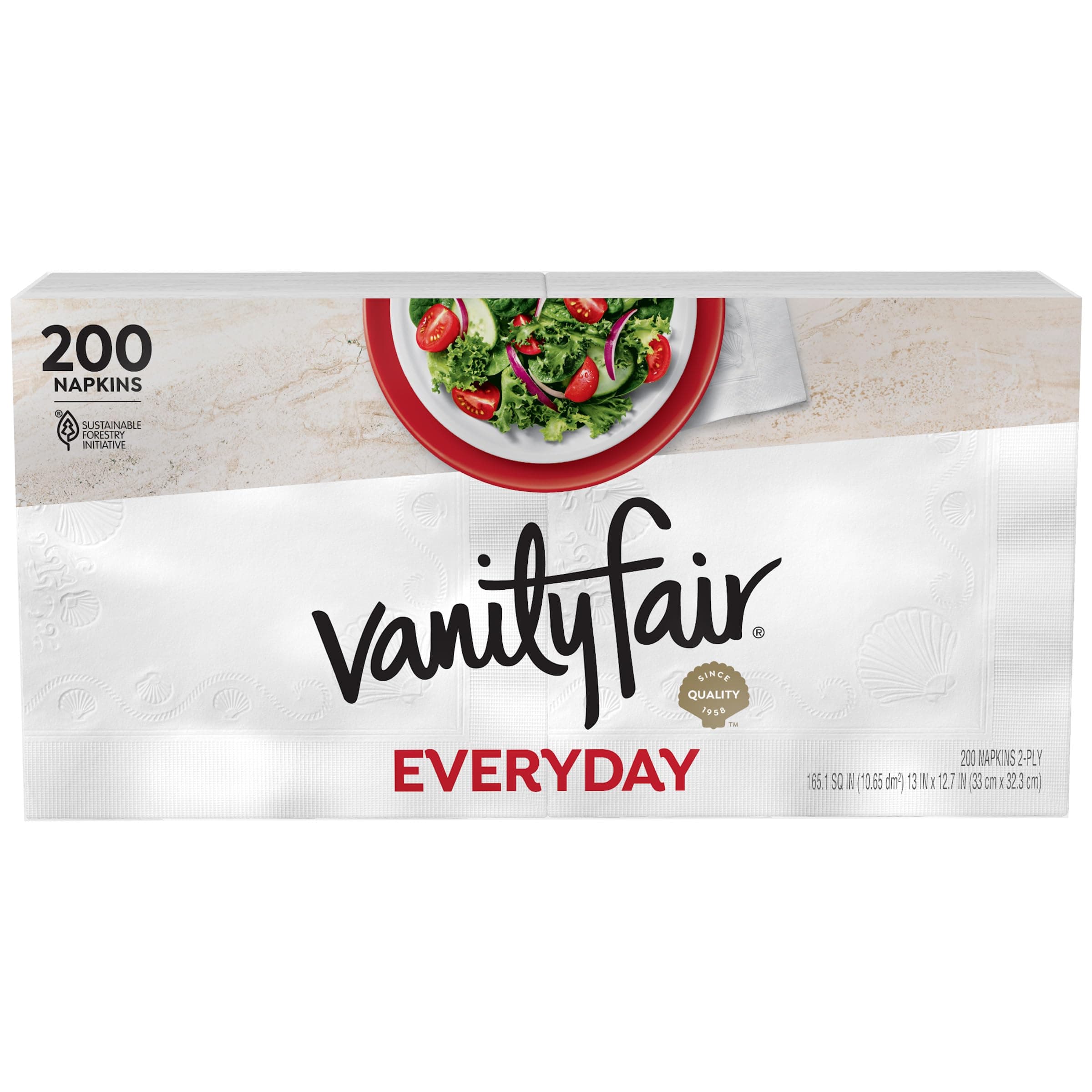 Vanity Fair Everyday Paper Napkins, 200 Count, Disposable Napkins Made Soft And Smooth For Everyday Meals 200 Count (Pack of 1)