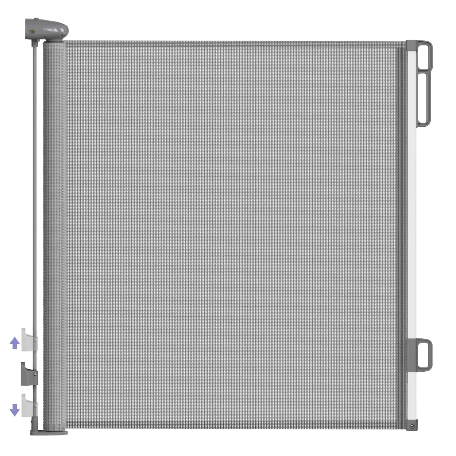 Retractable Baby Gates Extra Wide Grey, PRObebi Retractable Dog Gate Extends to 55" Wide 34" Tall, Dog Gates for The House, Mesh Baby Gate for Staris, Hallways, Doorways, Outdoor & Indoor (Grey) A-grey 34" Tall x 54" Wide