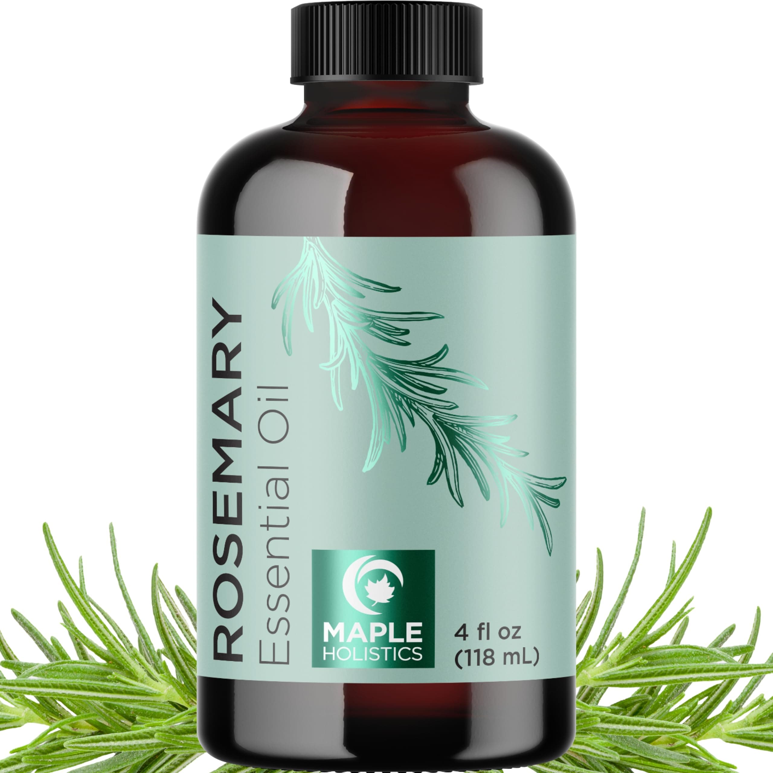 Pure Rosemary Essential Oil with Dropper - Undiluted Rosemary Oil for Hair Skin and Nails and Refreshing Aromatherapy Oil for Diffusers - Essential Oil for Cleansing Dry Scalp Care 4oz Rosemary 4 Fl Oz
