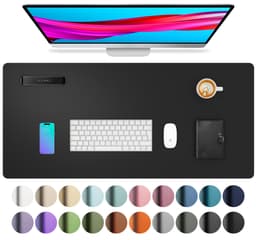 Aothia Non-Slip Waterproof PU Leather Desk Pad Protector for Mouse, Writing Desk, Office, Home, Laptop Blotter, 23.6" x 13.7", Black 23.6" x 13.7" Black