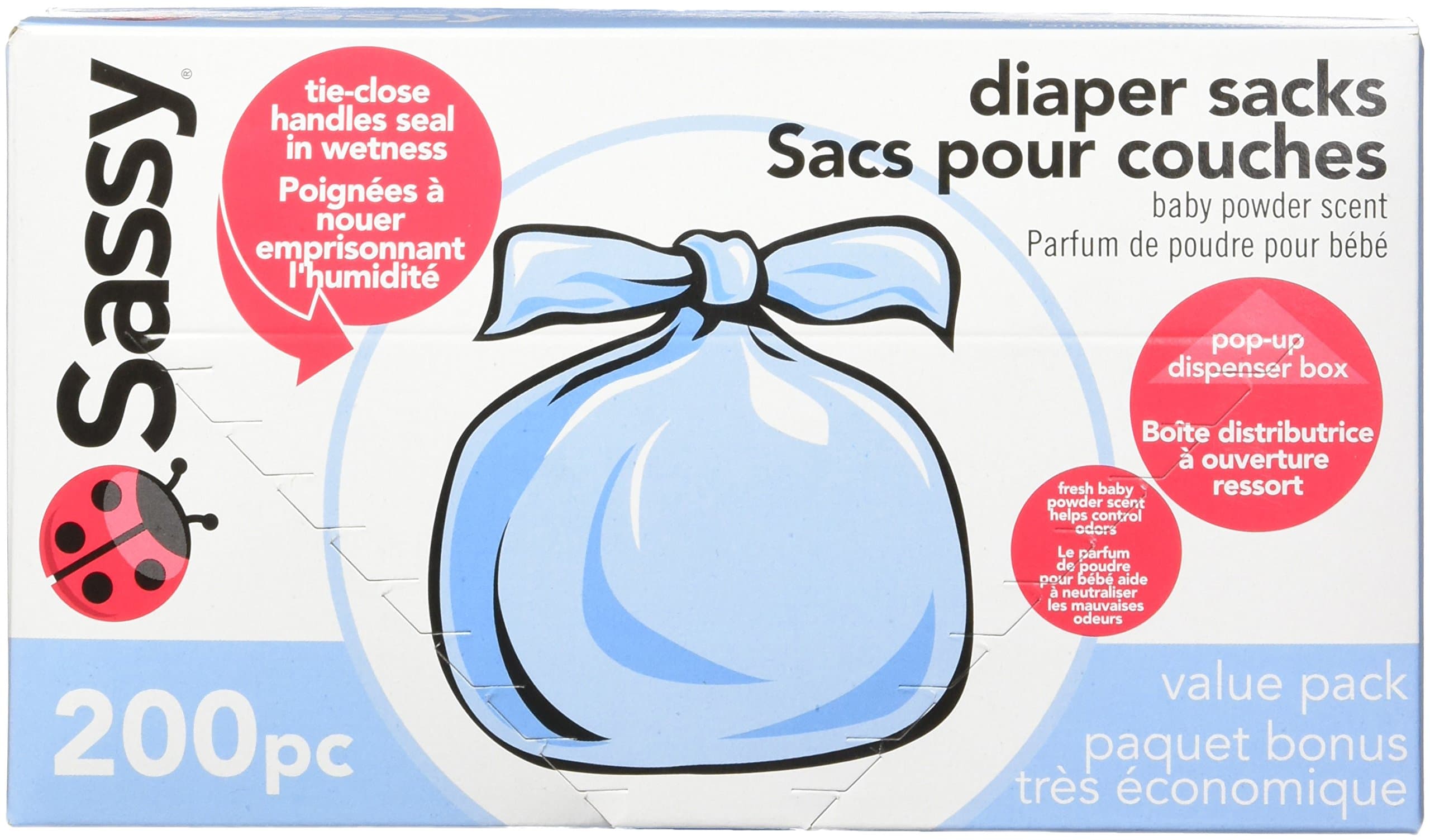 Sassy Baby Disposable Diaper Sacks, 200 Count, Packaging may vary 200 Count (Pack of 1) Blue