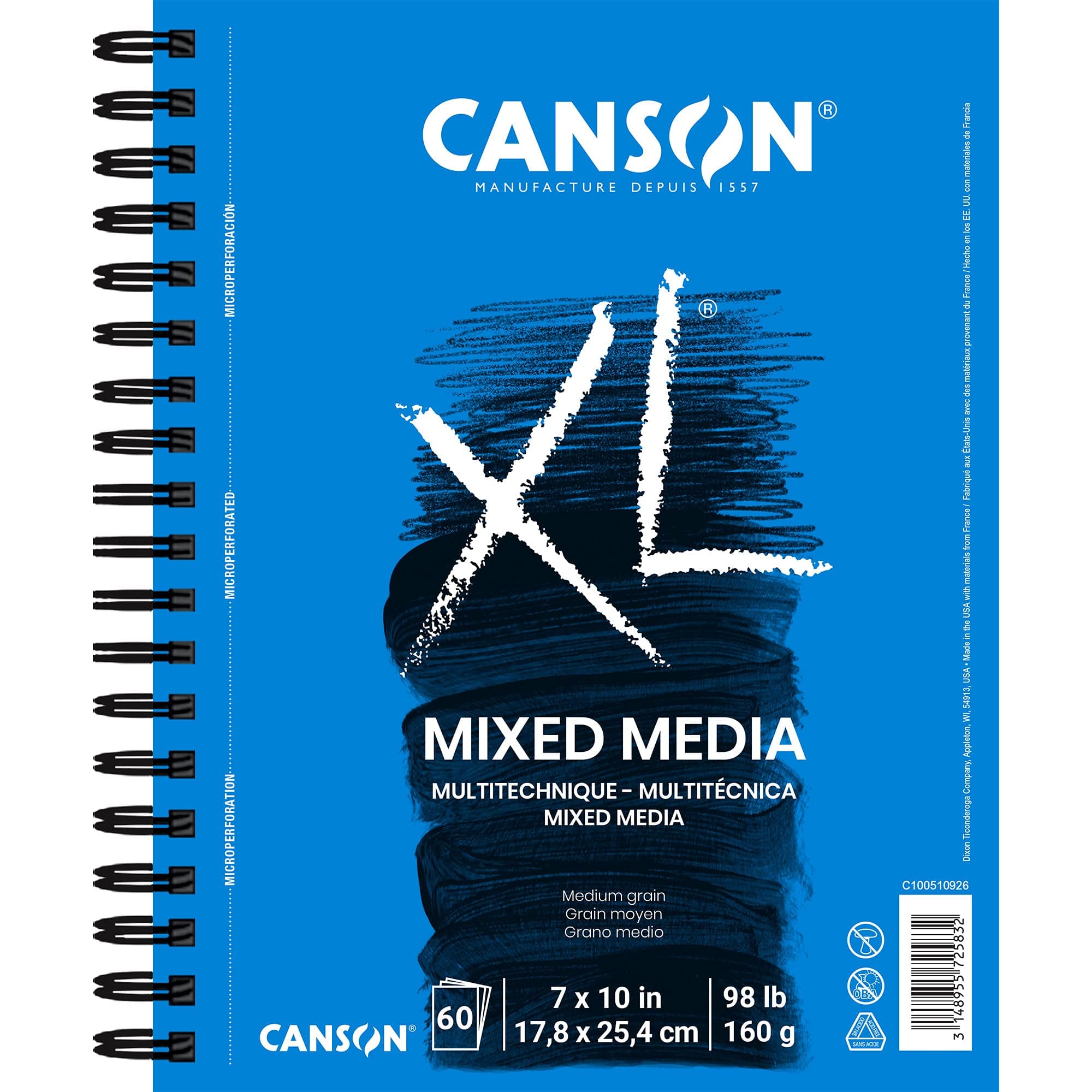 Canson XL Series Mixed Media Pad, Side Wire, 7x10 inches, 60 Sheets β Heavyweight Art Paper for Watercolor, Gouache, Marker, Painting, Drawing, Sketching 7x10 Mixed Media Side Wire