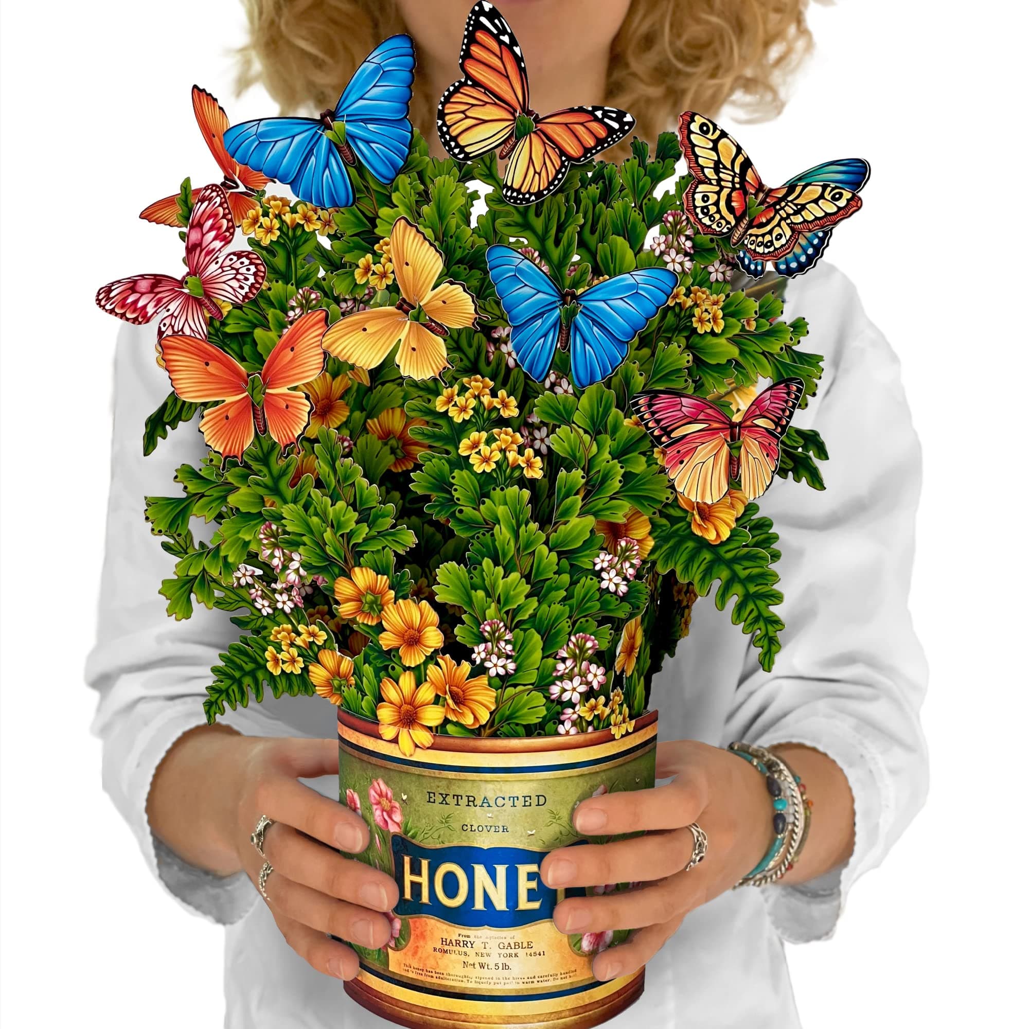 Freshcut Paper Pop Up Cards, Butterflies & Buttercups, 12 Inch Life Sized Forever Flower Bouquet 3D Popup Greeting Card, Birthday Cards, Thank You Card, Blank Notecard & Envelope Buttercups & Butterflies