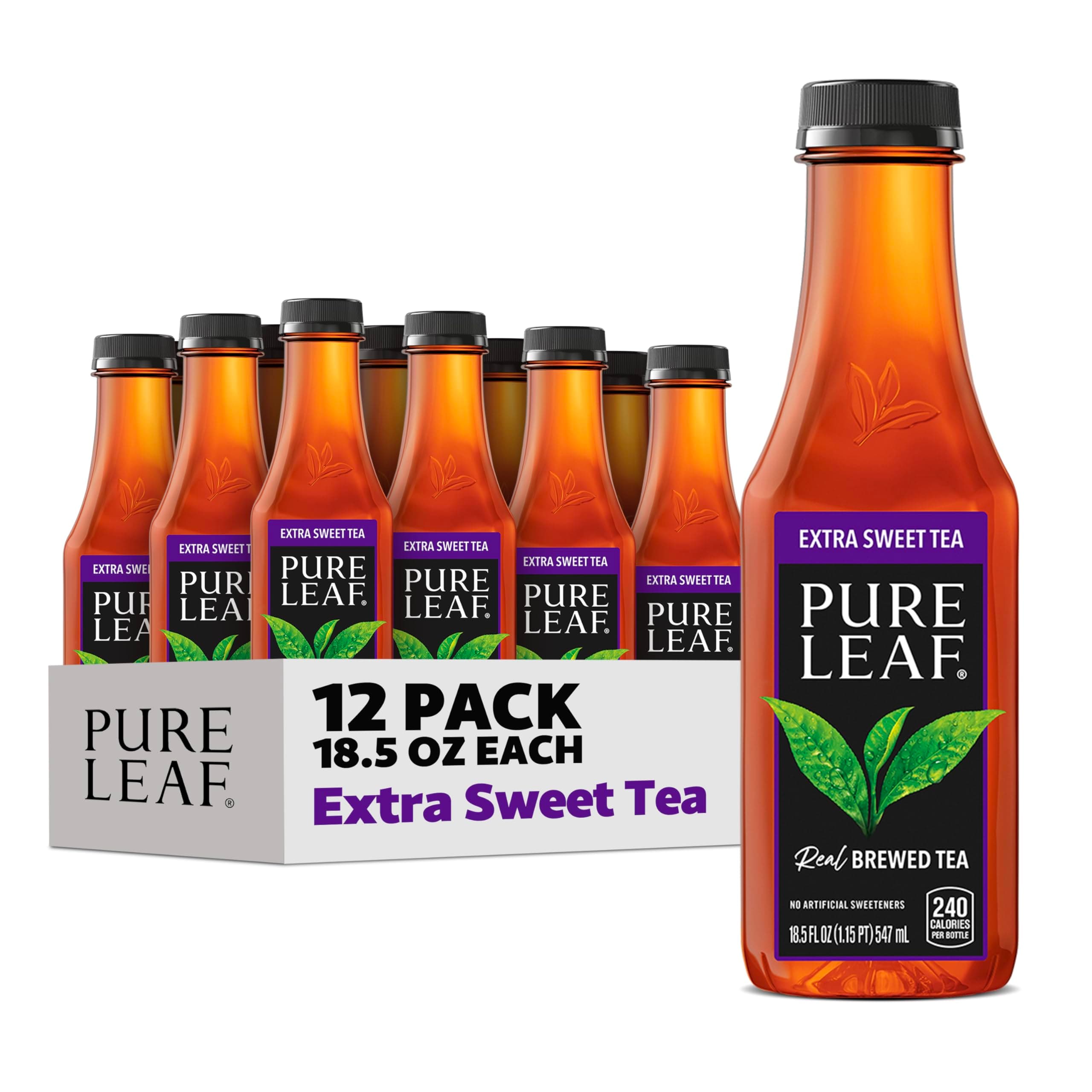 Pure Leaf Iced Tea, Extra Sweet, Real Brewed Tea, 18.5 Fl Oz Bottles (Pack Of 12) Extra Sweet Tea 18.5 Fl Oz (Pack of 12)