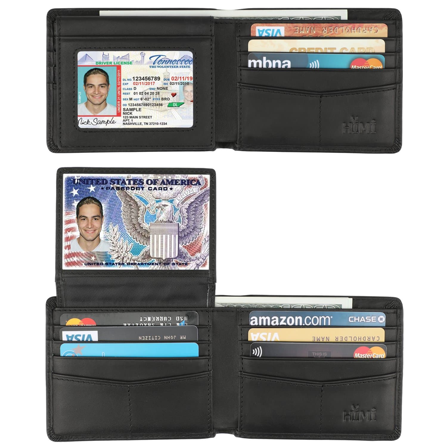Wallet for Men-Genuine Leather RFID Blocking Bifold Stylish Wallet With 2 ID Window Leather Vintage Black