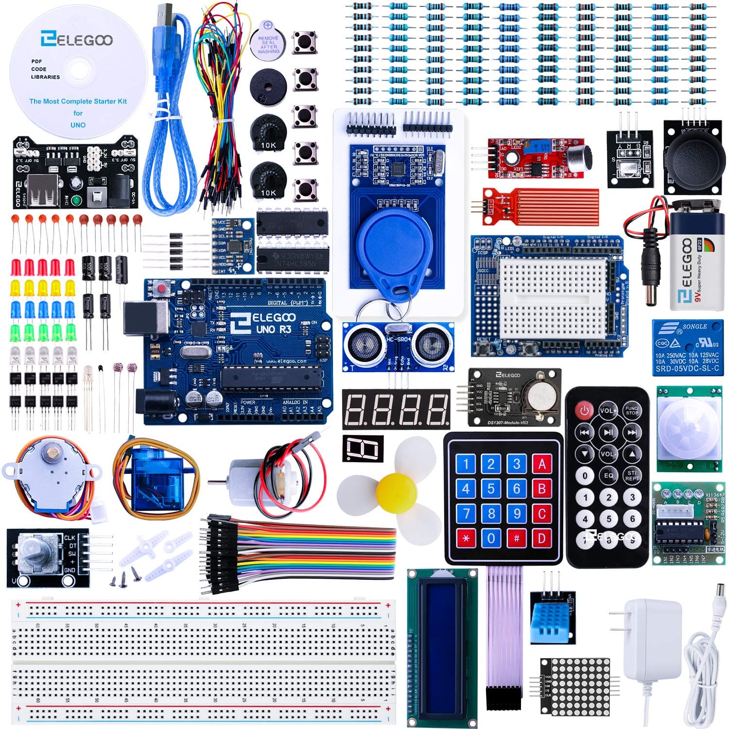ELEGOO UNO R3 Project Most Complete Starter Kit with Tutorial Compatible with Arduino IDE (200+ Components) V1.0