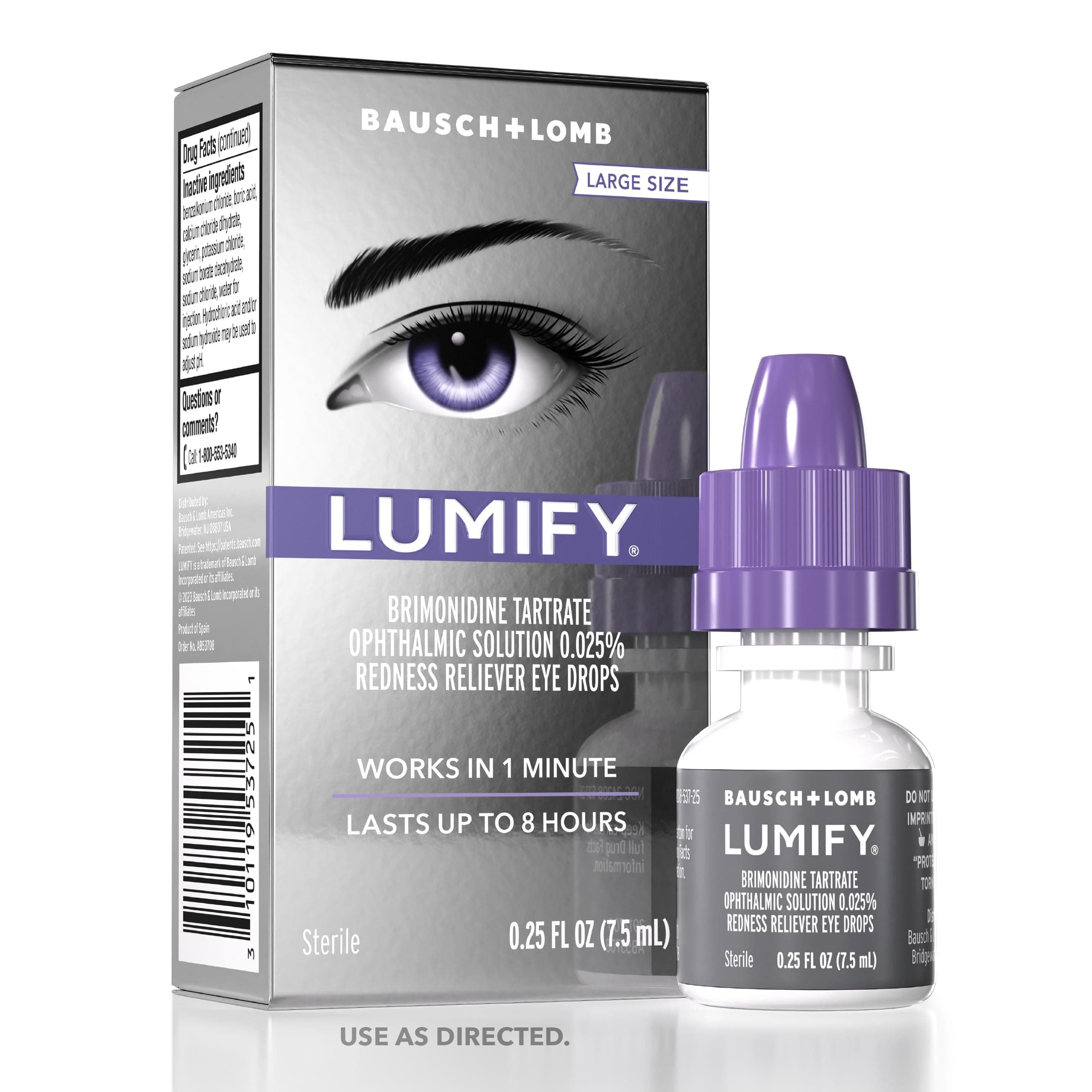LUMIFY Eye Drops for Red Eyes, Redness Reliever for Brighter Looking Eyes, Works in 1 Minute & Lasts Up to 8 Hours, Eye Drops, 0.25 Fl Oz (7.5mL)