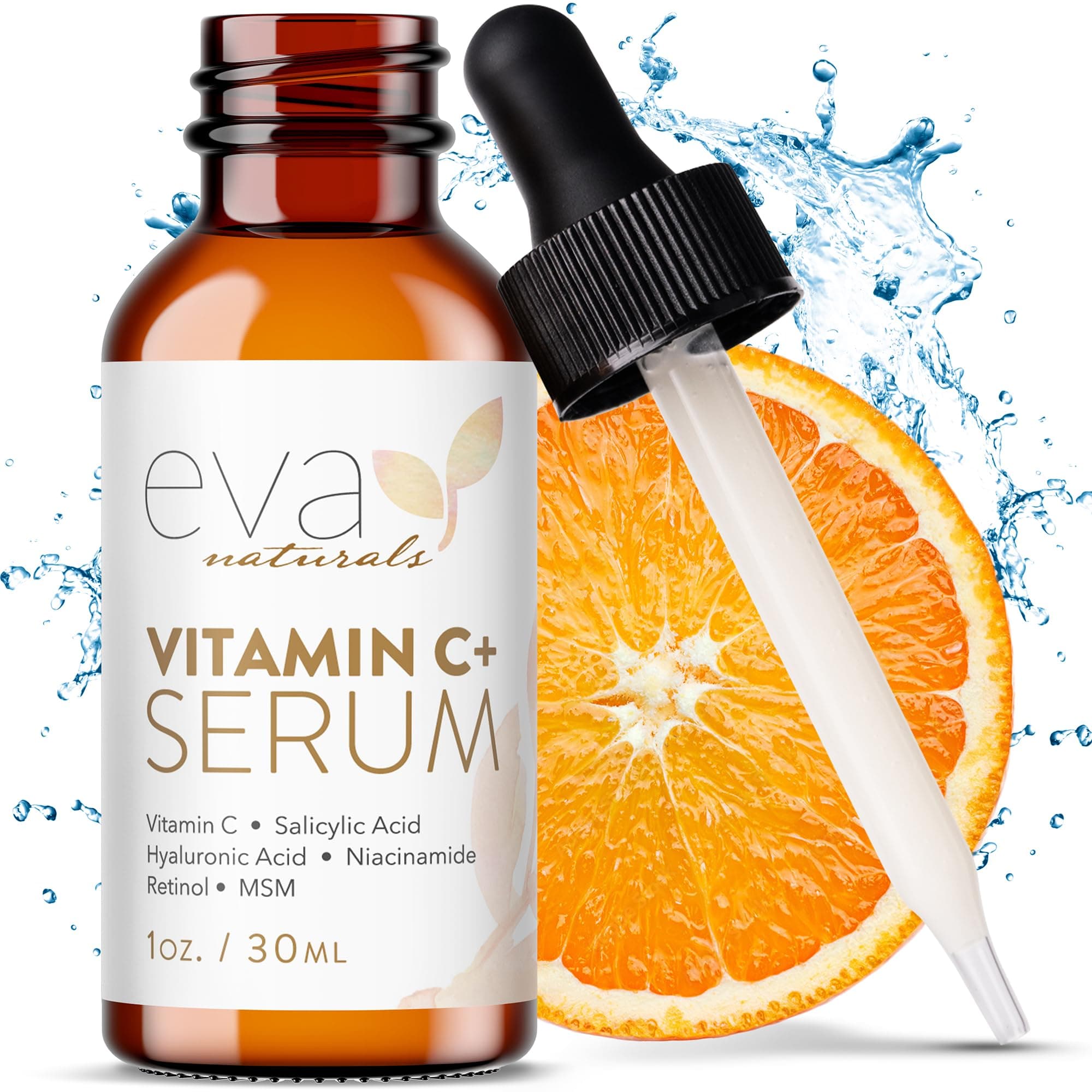 Eva Naturals Vitamin C Serum for Face – Anti Aging Dark Spot Remover with Retinol, Hyaluronic Acid, Niacinamide & Salicylic Acid – Face Serum for Women for Clear, Smooth, Radiant Skin Regular 1 Fl Oz (Pack of 1)