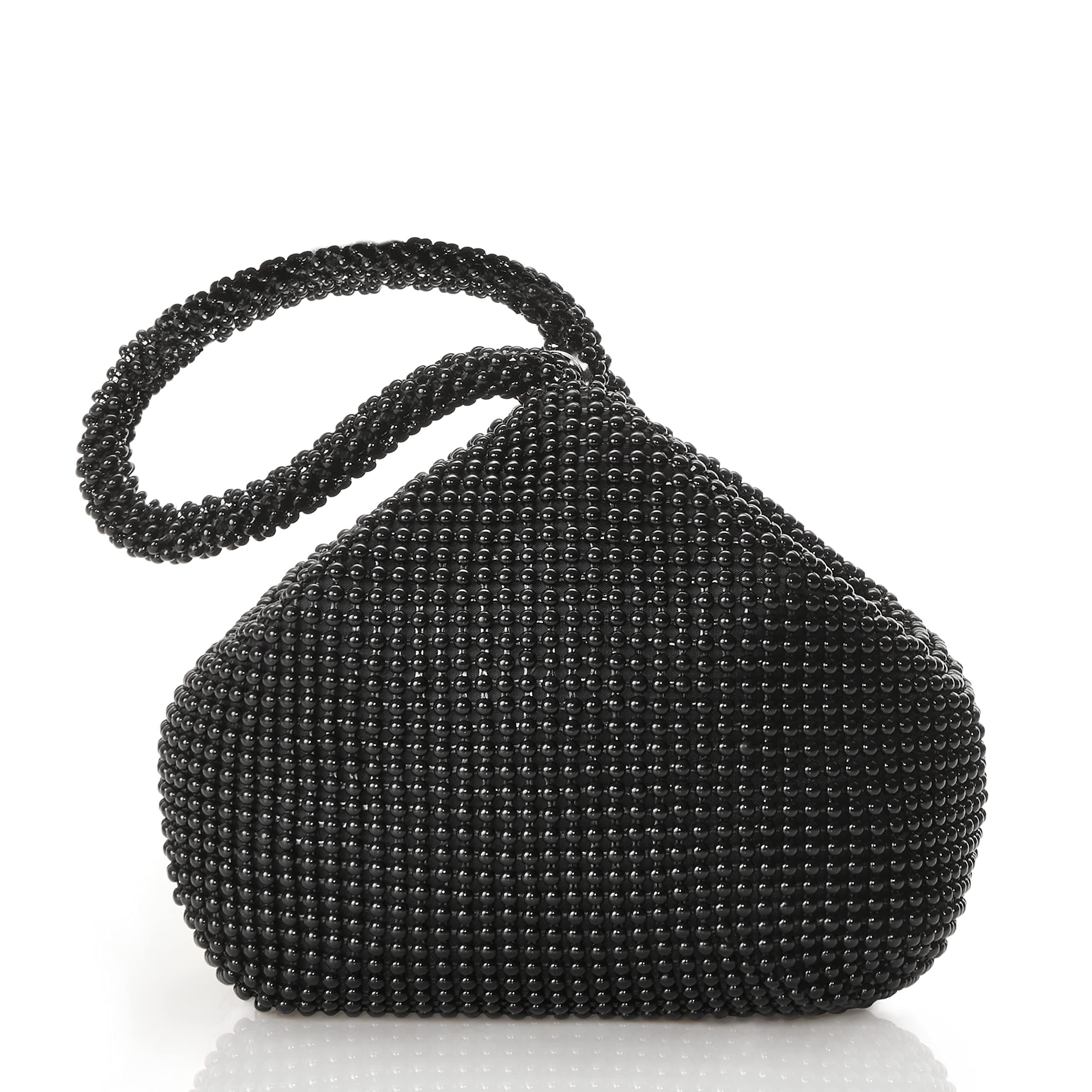 BABEYOND Women's Beaded Clutch Evening Bags Vintage Elegant Triangle Purse for 1920s Party Prom Wedding Black2 One Size