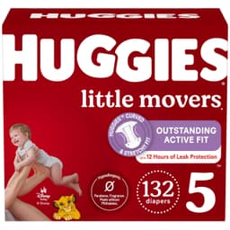 Huggies Size 5 Diapers, Little Movers Baby Diapers, Size 5 (27+ lbs), 132 Count (2 Packs of 66), Packaging May Vary Size 5 132