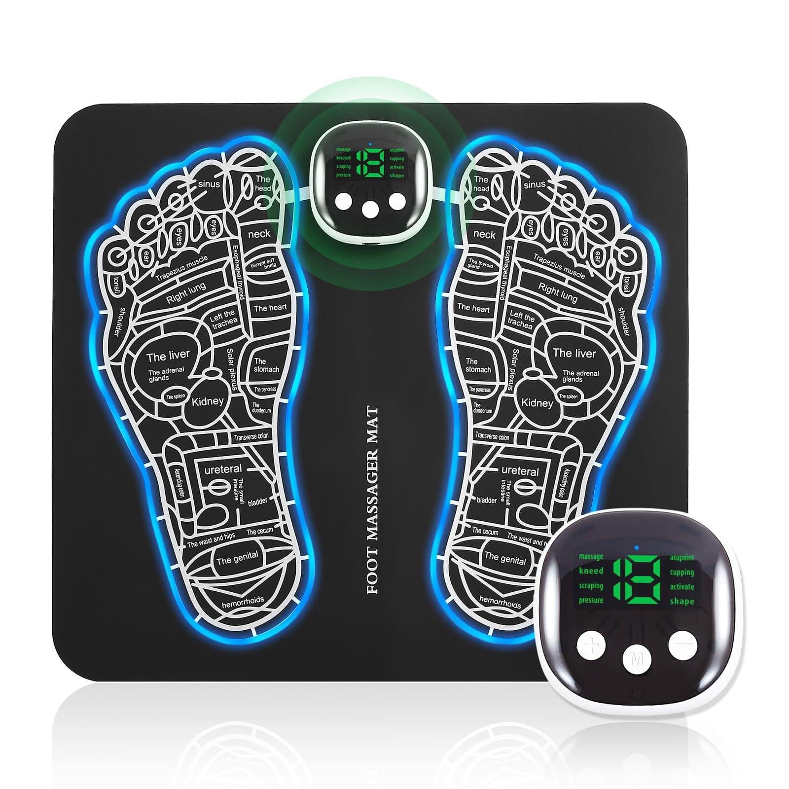 Phixnozar EMS Foot Massager Mat -Foot Massager Pad, Muscle Relaxation, Foldable Legs & Feet Massager Pad with 15 Modes,TENS (Mode:KTR-2493)