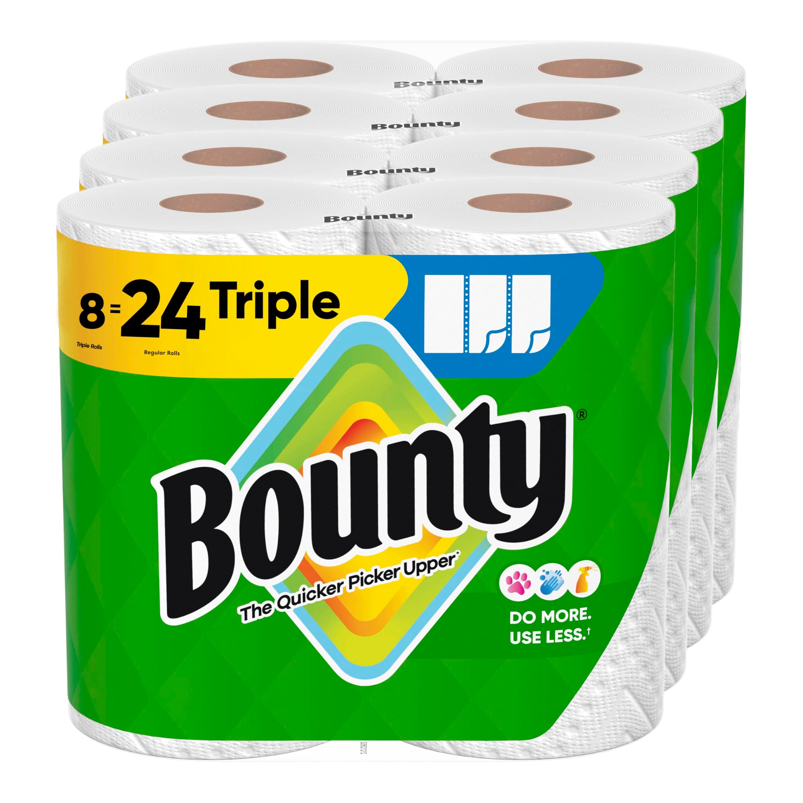 Bounty Select-A-Size Paper Towels, White, 8 Triple Rolls = 24 Regular Rolls White 123 Sheet (Pack of 8)