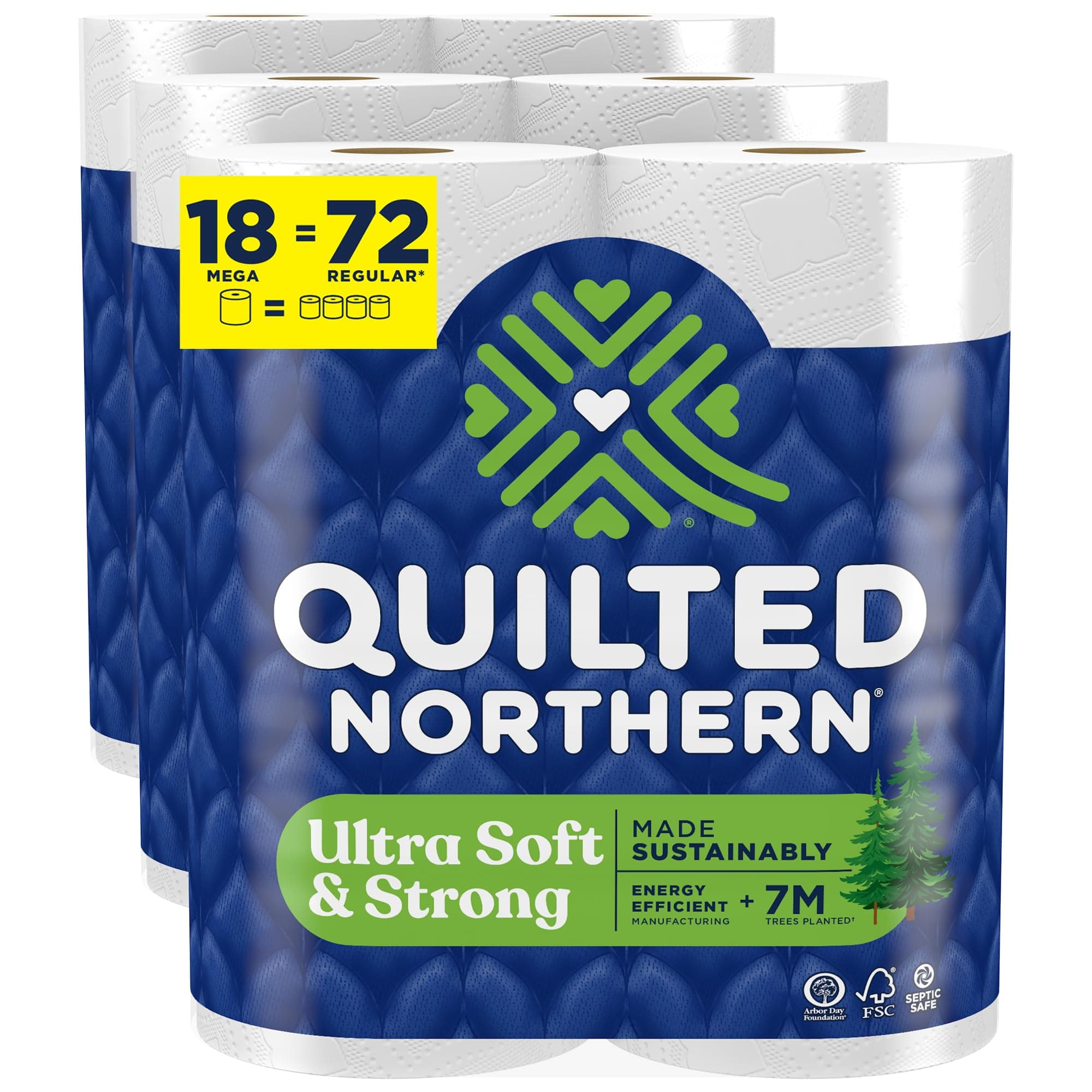 Quilted Northern Ultra Soft & Strong Toilet Paper, 18 Mega Rolls = 72 Regular Rolls, 5X Stronger*, Premium Soft Toilet Tissue Mega Rolls 18 Rolls (Pack of 1)