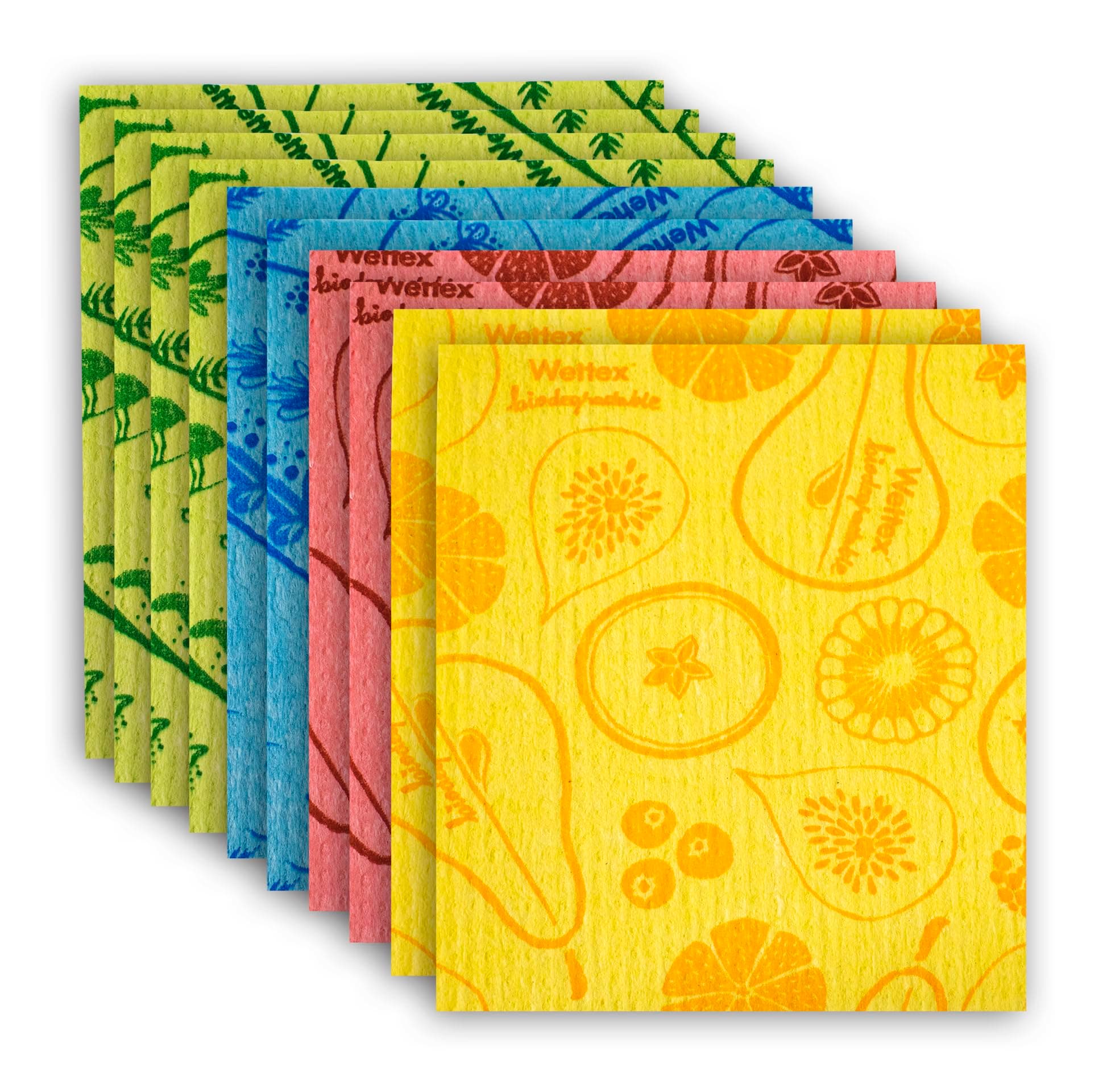 Wettex The Original 10 Pack Swedish Dishcloth for Kitchen Assorted: Green, Yellow, Blue, Red