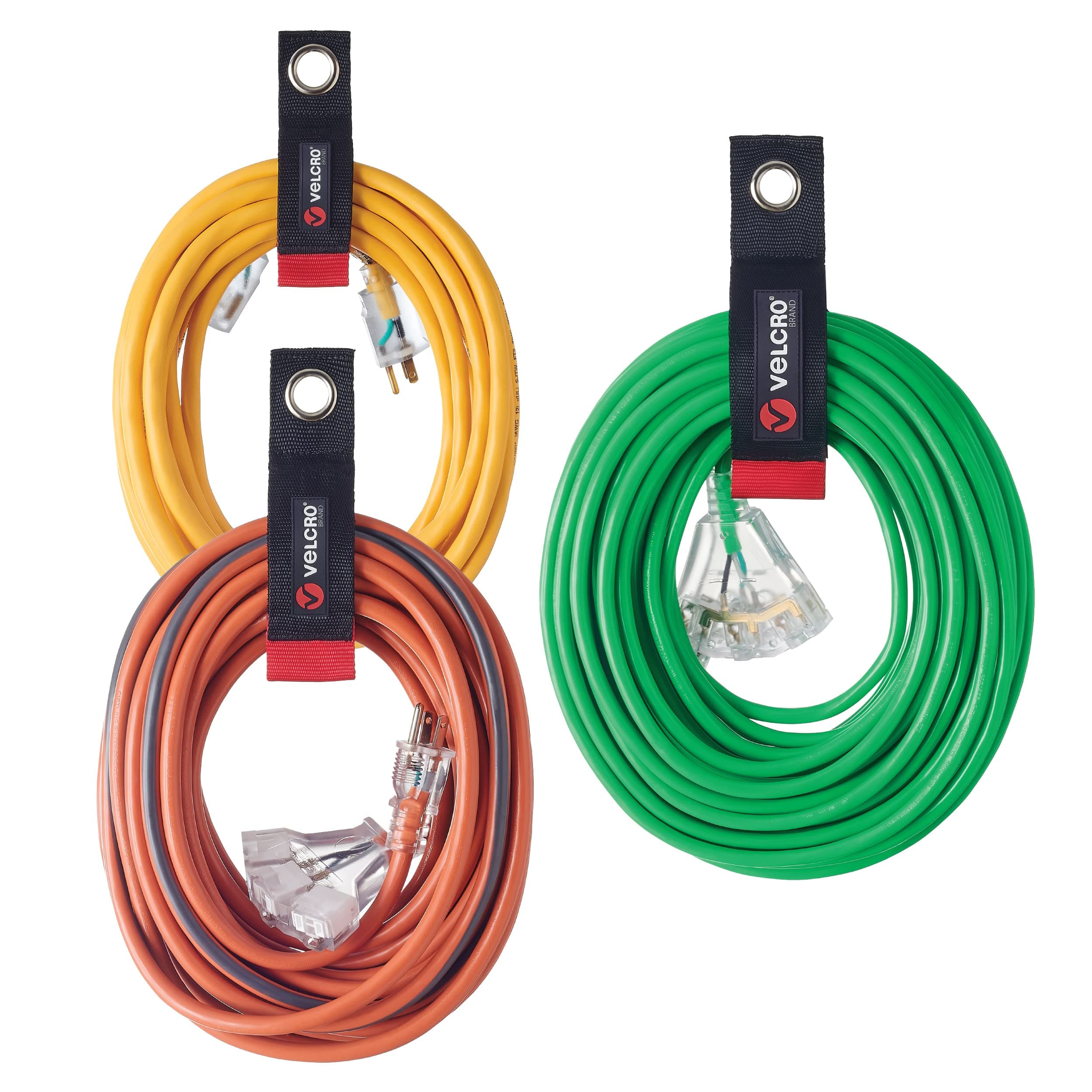 Velcro Brand Easy Hang Extension Cord Holder Organizer Variety Pack | Holds 60-100lbs, Heavy Duty Straps Fit Easily on Hooks or Nails | Perfect for Garage Organization | 3-pk 10",14" and 18", Black 10"+14"+18"(Pack of 3)
