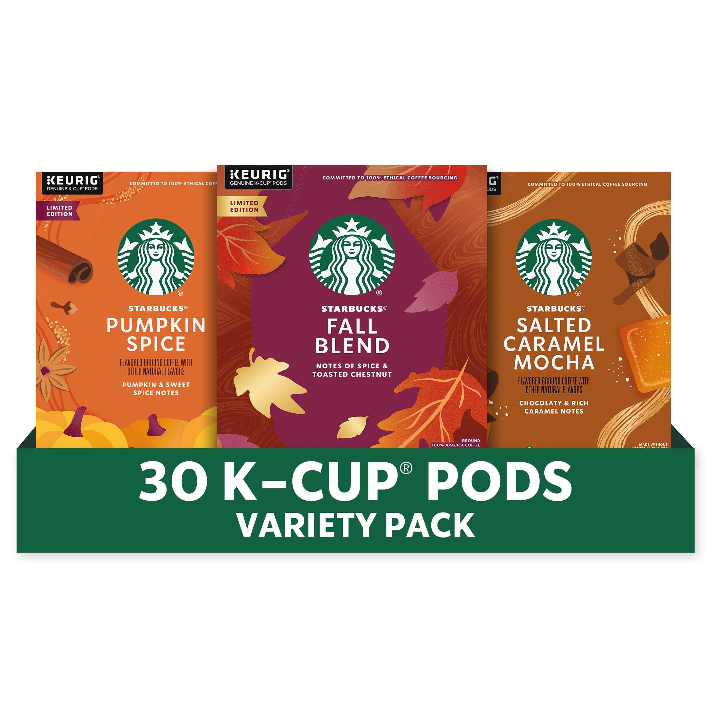 Starbucks K-Cup Coffee Pods Fall Bundle, Medium Roast and Naturally Flavored Coffee for Keurig Brewers, 100% Arabica, Limited Edition, 3 Boxes (30 Pods Total) NEW! Fall Variety Bundle 10 Count (Pack of 3)