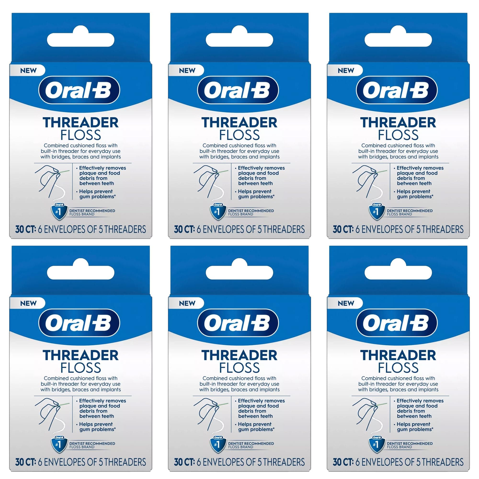 Oral-B Glide Threader Floss, 30-Count (Pack of 6)
