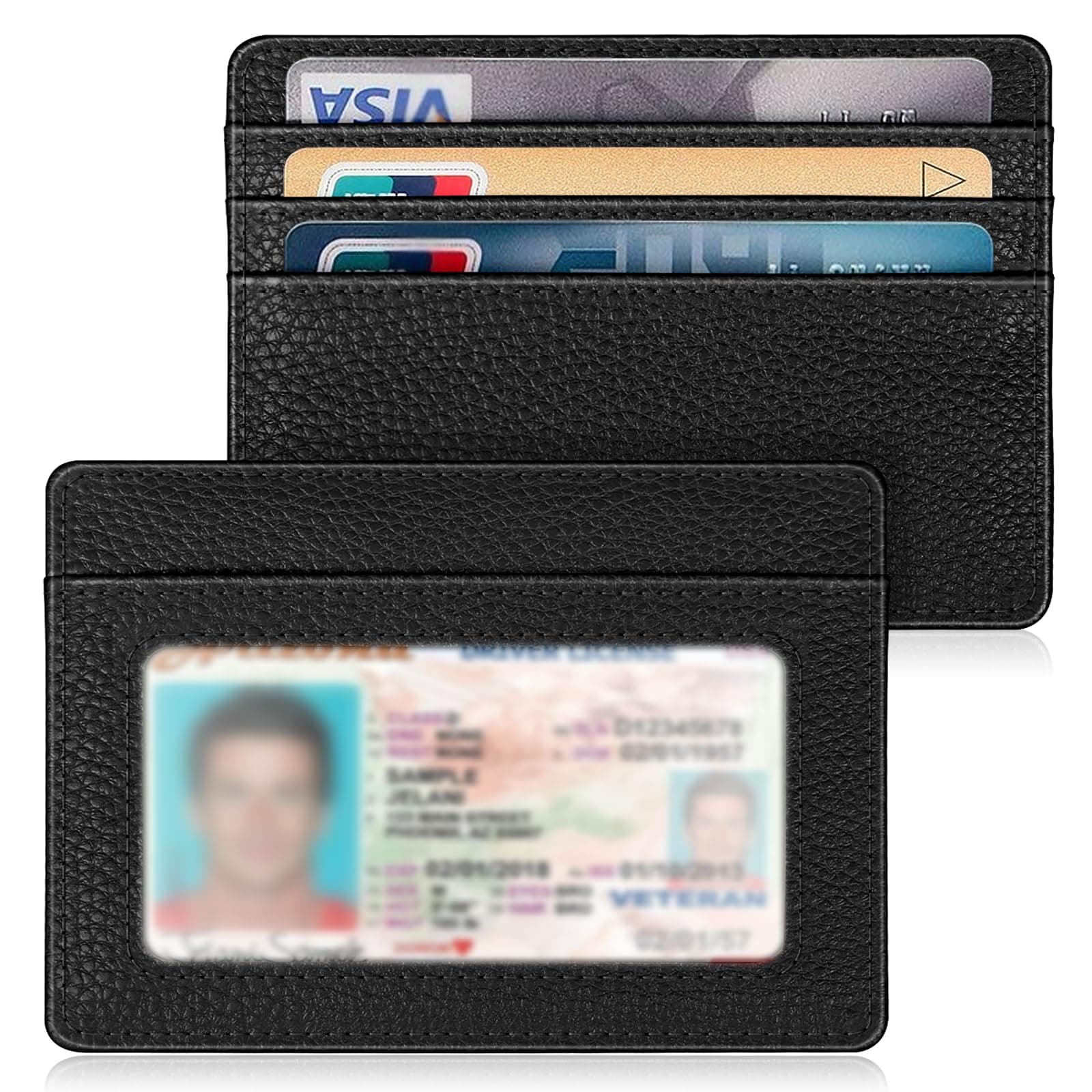 Fintie Slim Minimalist Front Pocket Wallet, RFID Blocking Credit Card Holder Card Cases with ID Window for Men Women Black