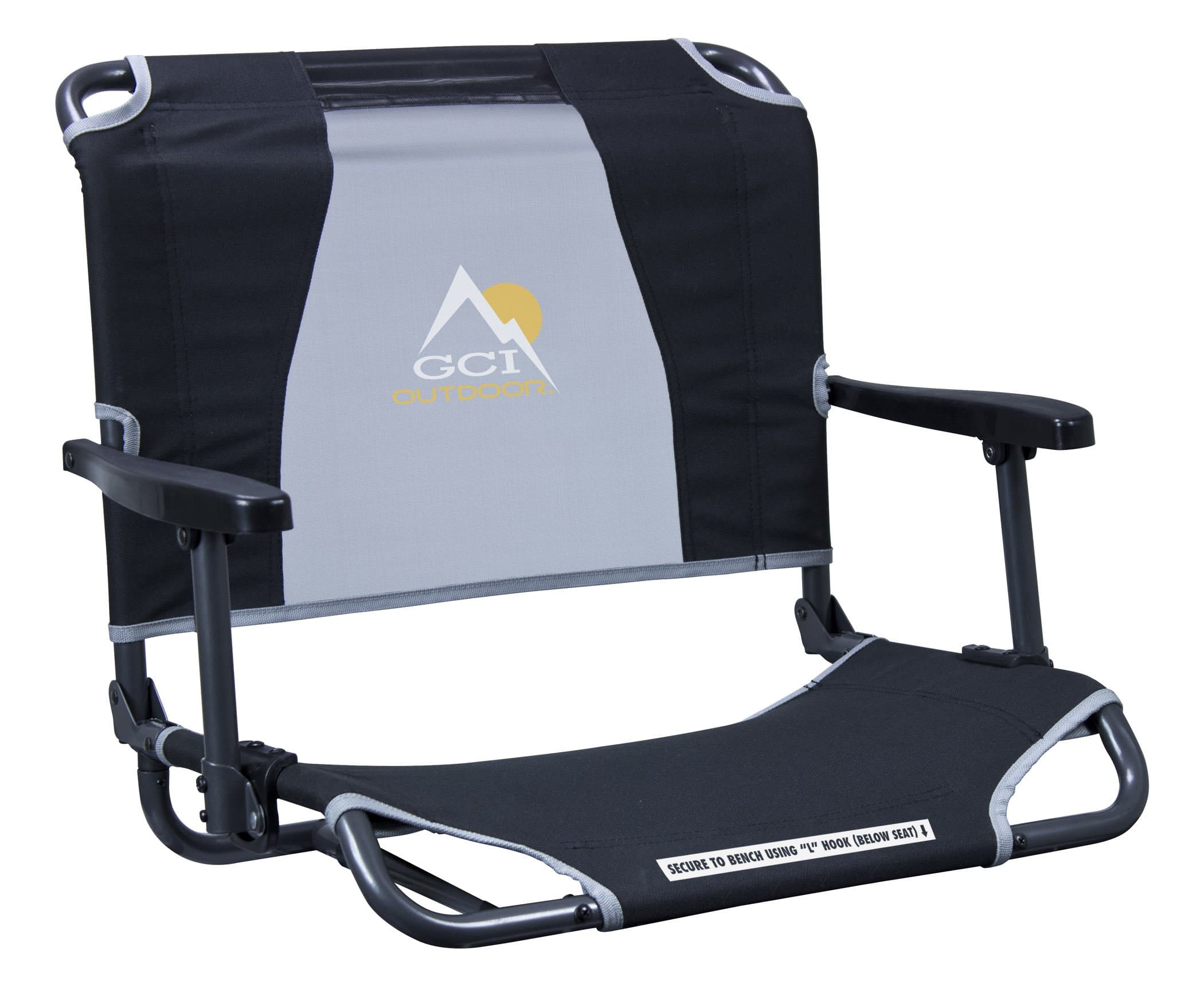 GCI Outdoor Comfort Chair and Stadium Seat Stadium Chair with Armrests Black
