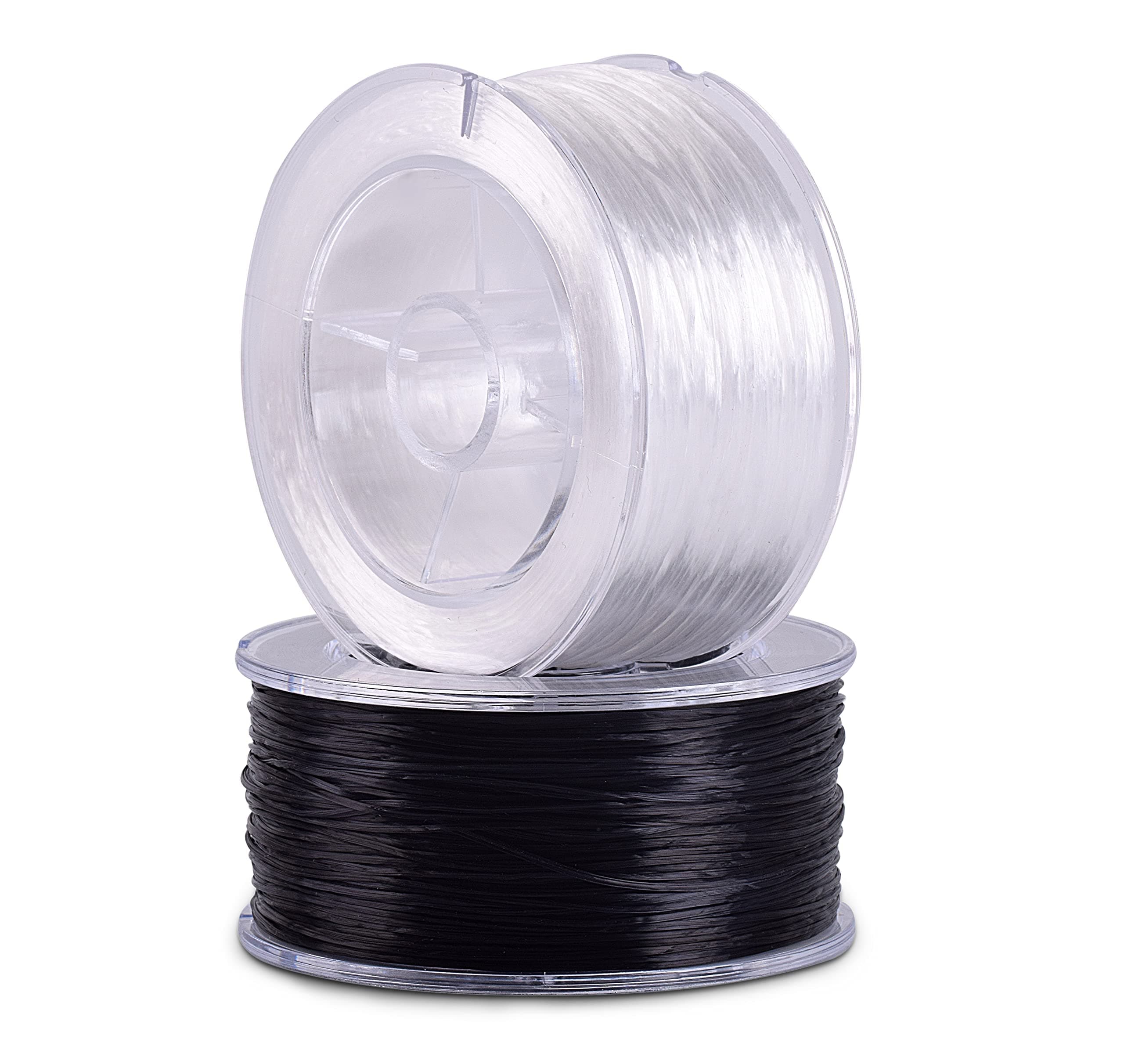 KONMAY 2 Rolls 0.8mm Flat Stretchy Bracelet Strings with Organizing Case, 180 Yards Black and White Crystal Elastic Thread Cord for Jewelry Bracelets Making and Beading Flat 0.8mm Black&white With Case