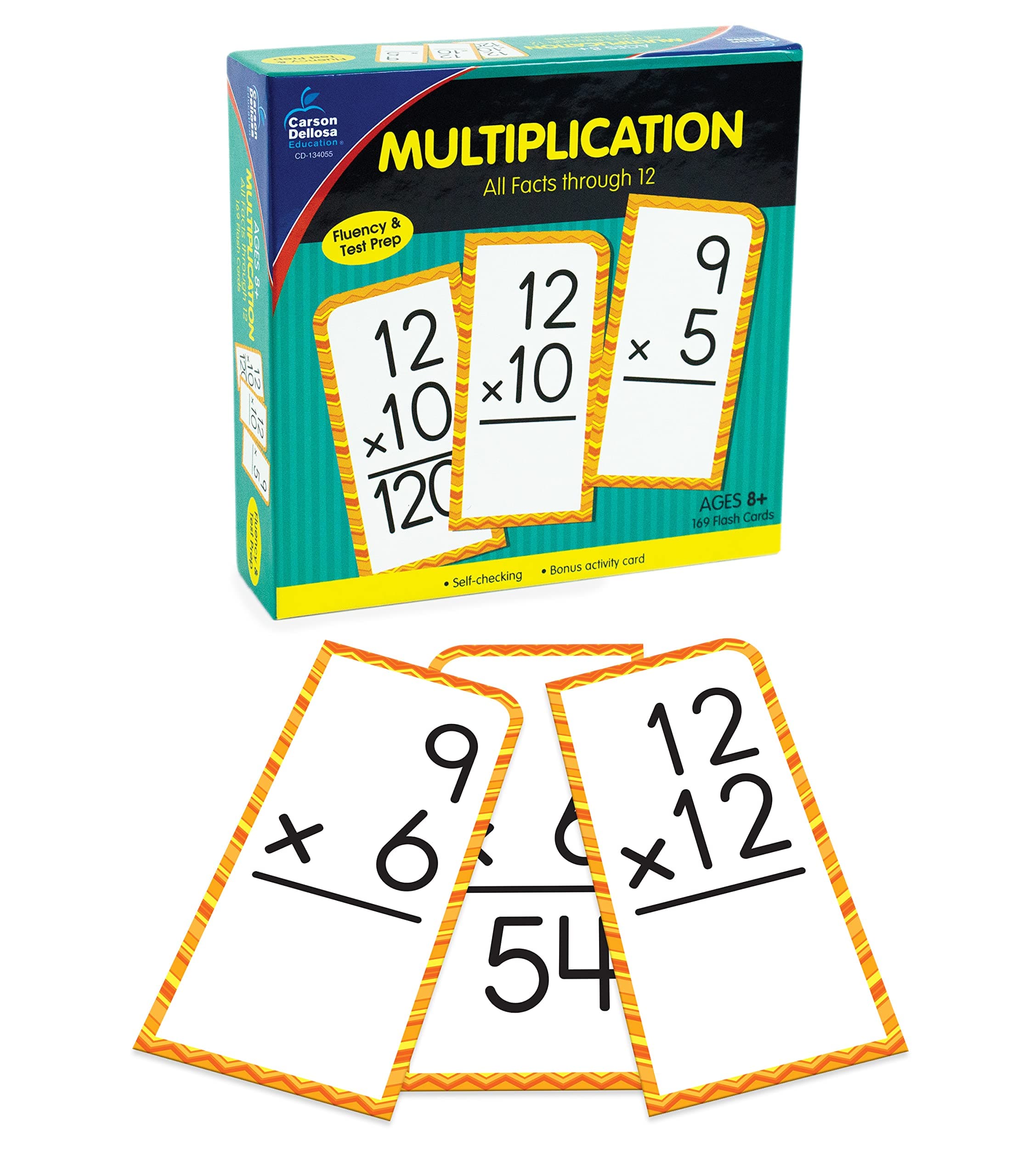 Carson Dellosa 169 Multiplication Flash Cards, Flashcards Covering All Times Table Facts Through 12, Math Games for Kids 8-12, 3rd Grade Mathematics and Up