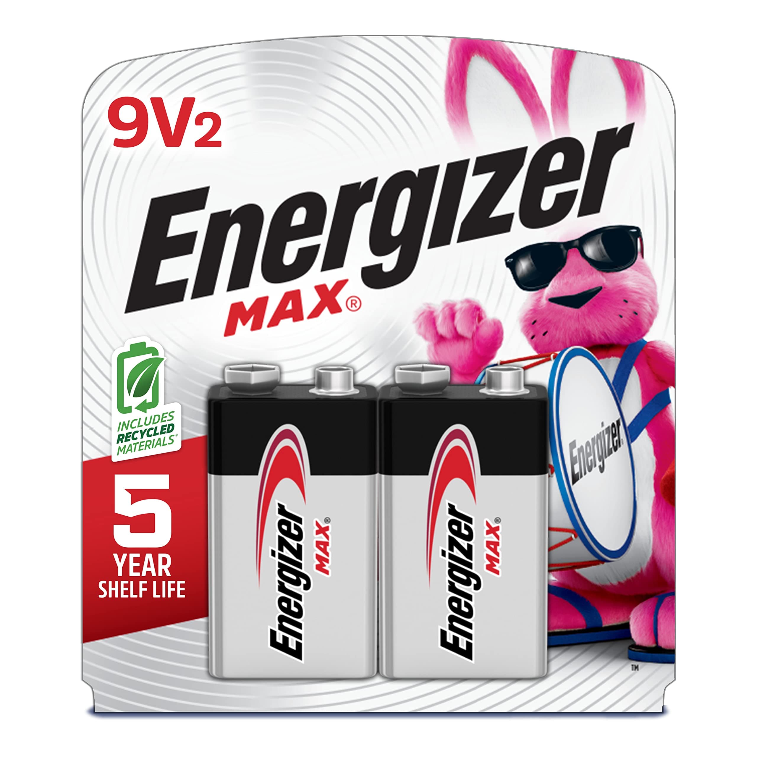 Energizer MAX 9V Batteries (2 Pack), 9 Volt Alkaline Batteries - Packaging May Vary Black 2 Count (Pack of 1)