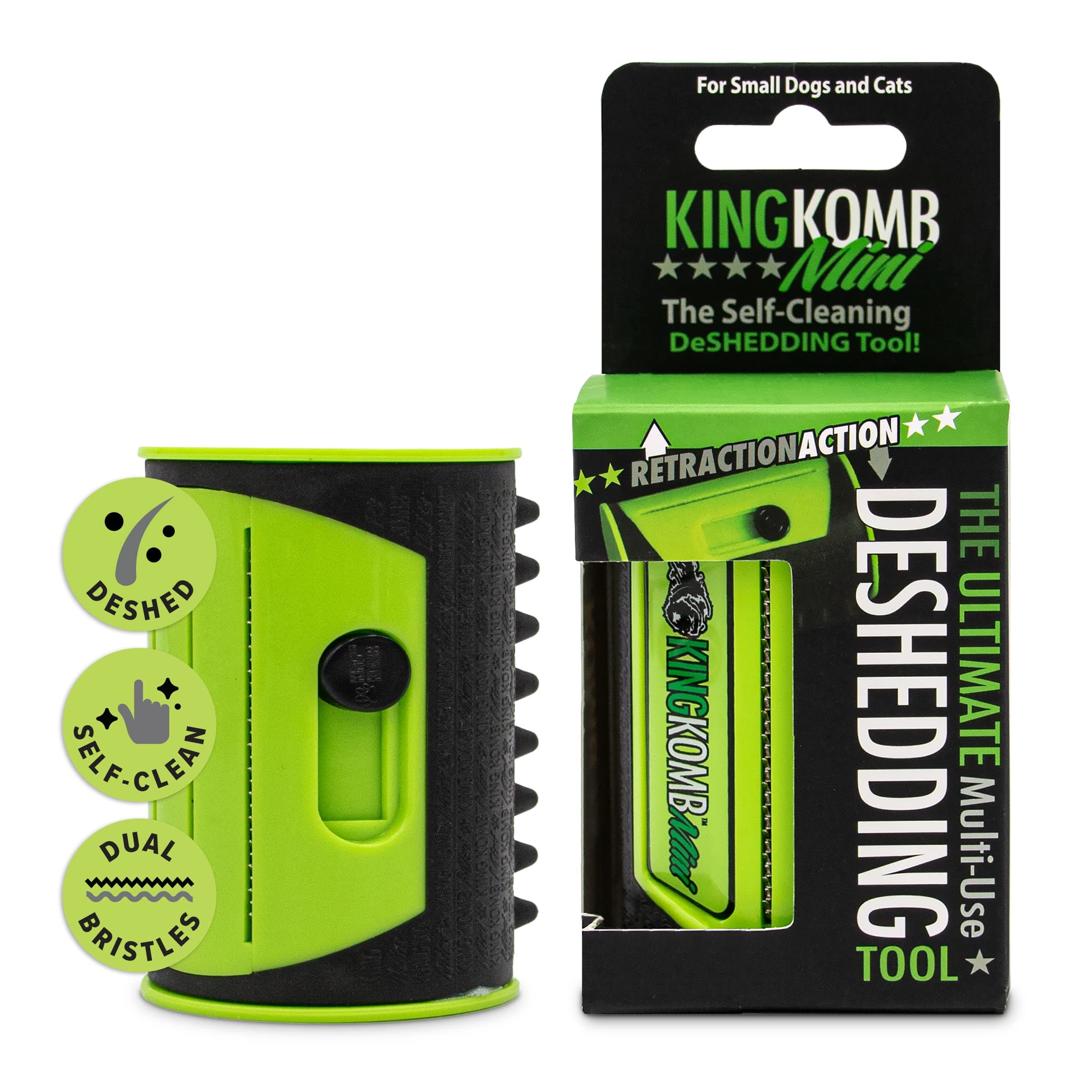 King Kanine Mini King Komb Pet Grooming Brush, Self Cleaning Deshedding | Multi-Use Tool for Cats & Kittens of All Life Stages | Mini Brush Pet for Grooming and Loose Hair | Perfect for Small Coats us size s