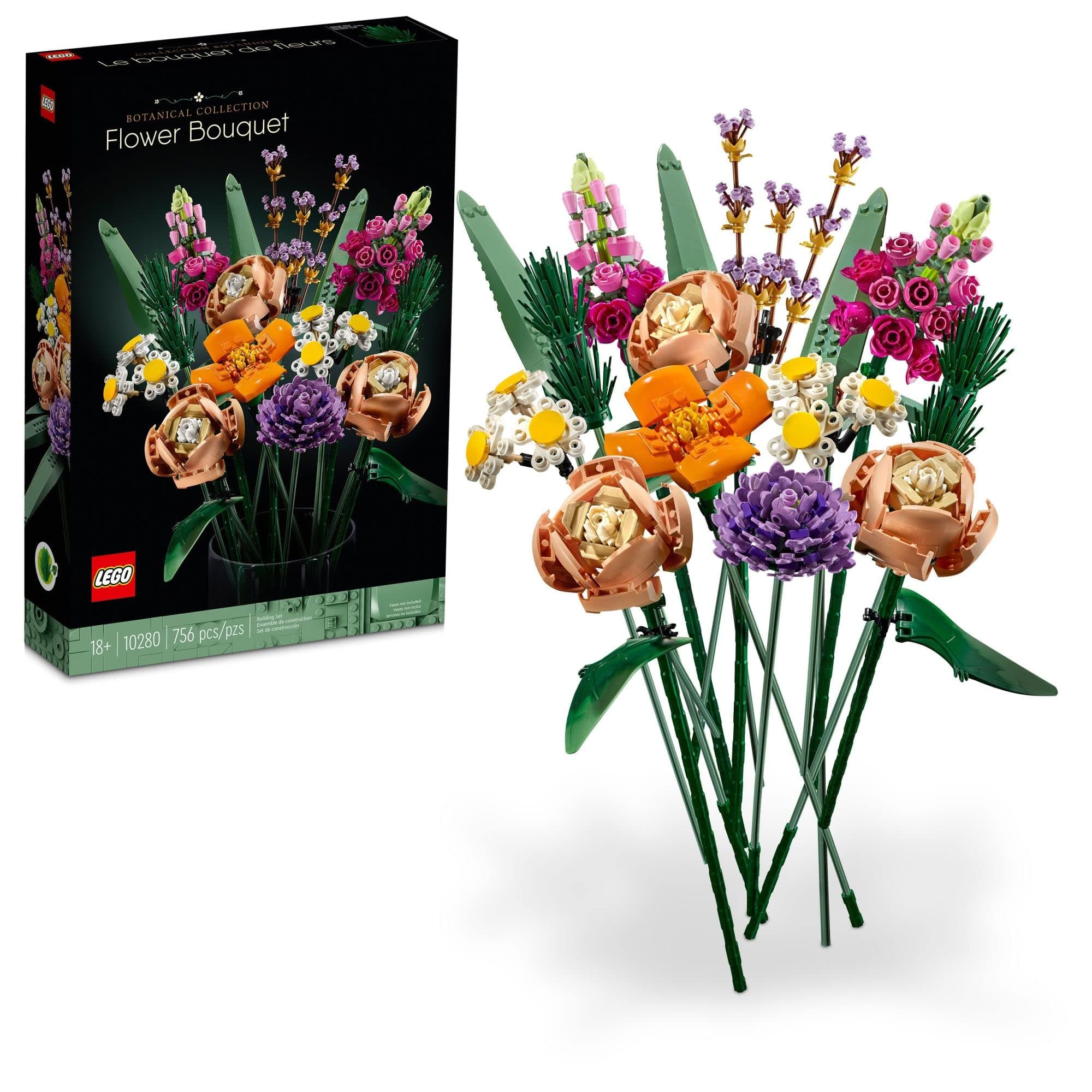 LEGO Botanicals Flower Bouquet Building Set - Artificial Flowers for Decoration for Home and Display, Ages 18+ - Small Fake Flowers for Table, Desk, Office - Gift for Birthdays - 10280