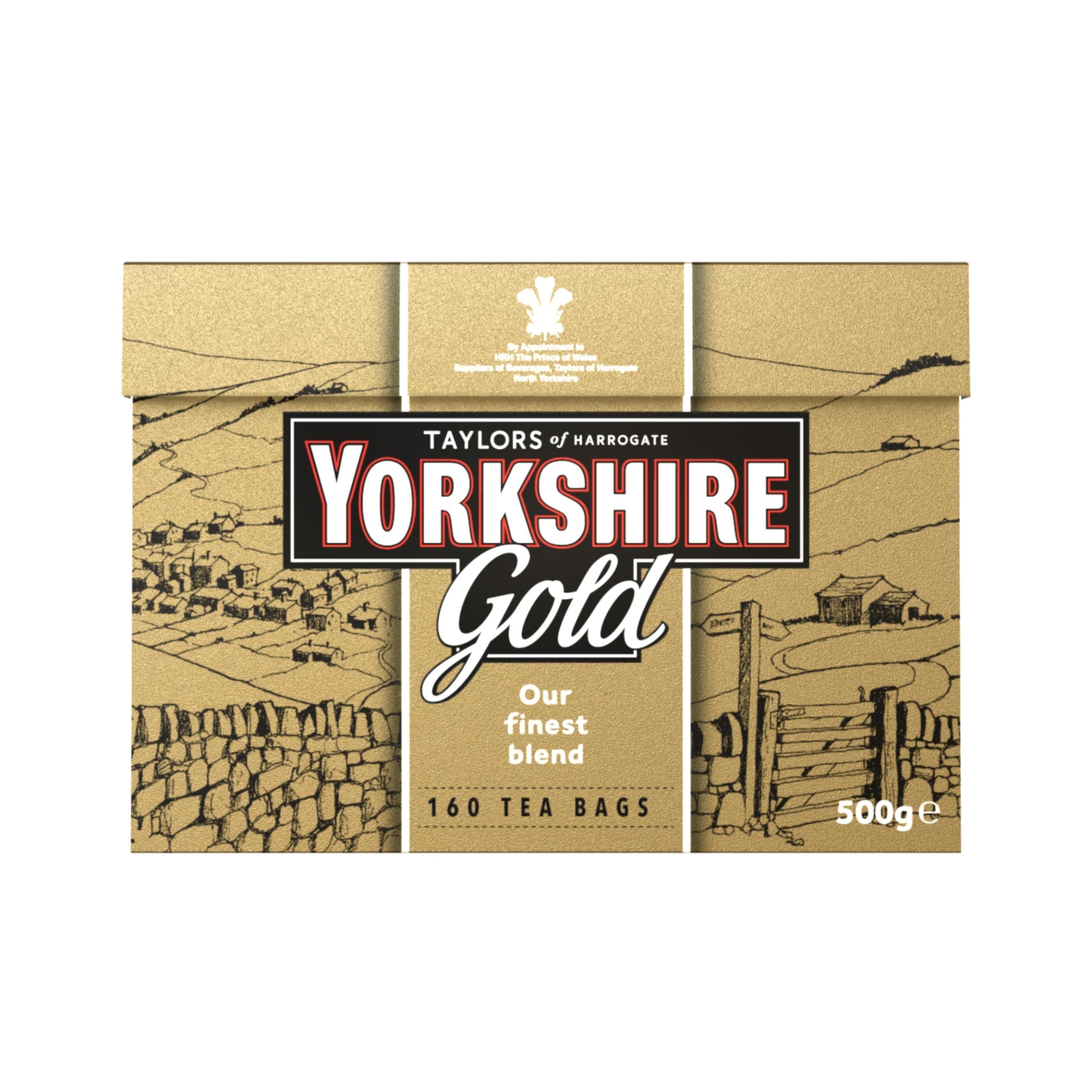 Yorkshire Tea, Gold, Pillow Tea Bags, 160 Count (Pack of 1), Premium Blend, Rich, Smooth, and Satisfying, Classic British Breakfast Blend, Caffeinated, Enjoy Hot or Iced, 160 Teabags Yorkshire Gold 160 Count (Pack of 1)