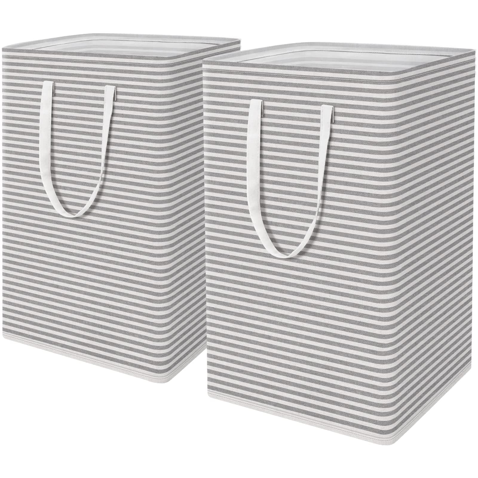 WISELIFE 2-Pack Laundry Hamper 75L Collapsible Large baskets with Handles Freestanding Waterproof Clothes Storage Basket for Toys Clothes Organizer - 24.4'''' (H), Classic Grey,2 x 75L 2 x 75L Classic Grey