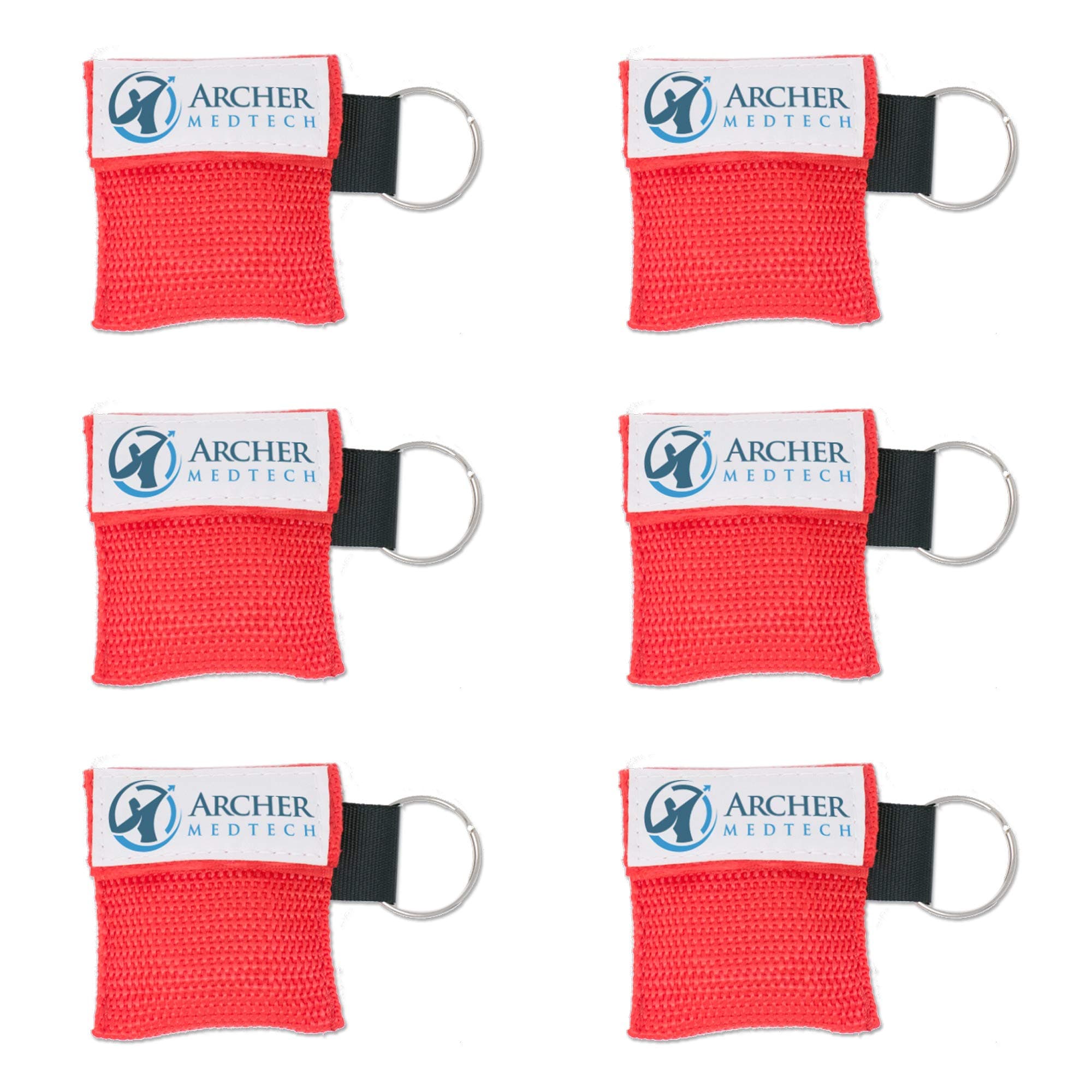 CPR Face Shield for Pocket or Key Chain – Emergency Face Shield with One-Way Valve, Durable Keychain, Latex-Free Rescue Barrier for Adults, Children & Infants, First Aid & CPR - 6-Pack