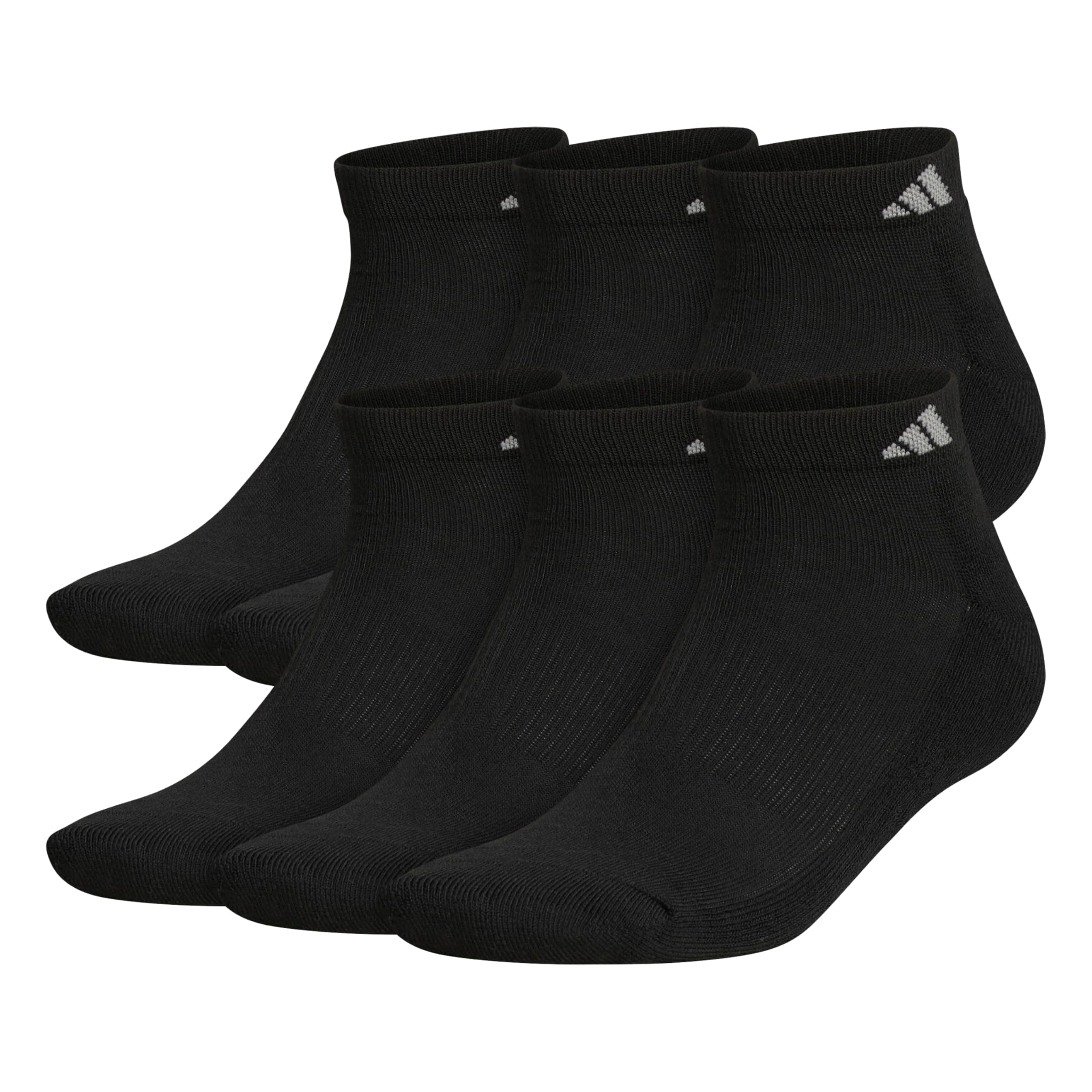 adidas Men's Athletic Cushioned Low Cut Ankle Socks (6-Pair Pack) Large Black/Aluminum 2
