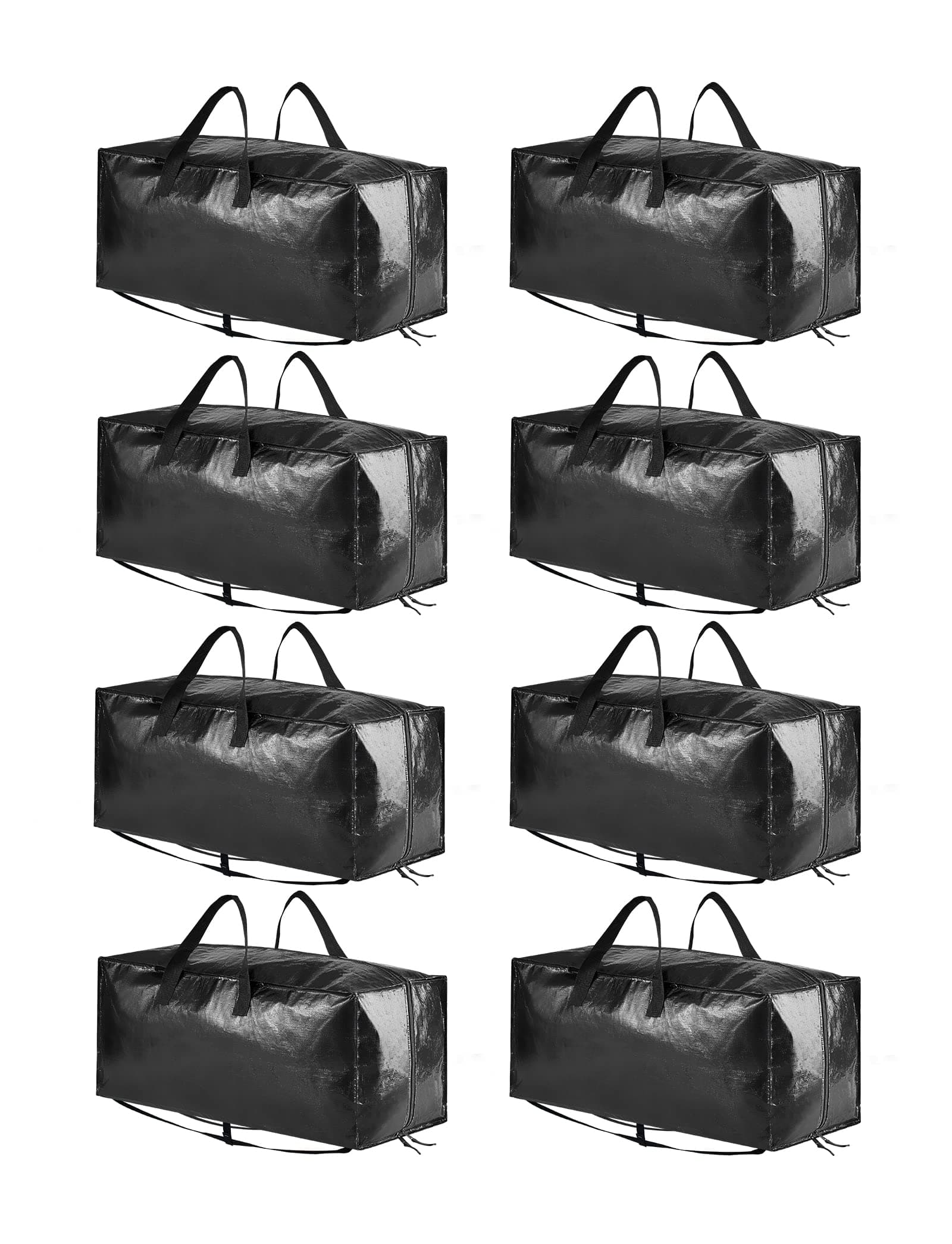 SpaceAid Heavy Duty Moving Bags 8 Pack, Large Storage Totes Bins with Backpack Straps, Strong Handles & Zippers, Packing Moving Boxes Supplies, College Dorm Room Essentials, Black 8 Pack Black