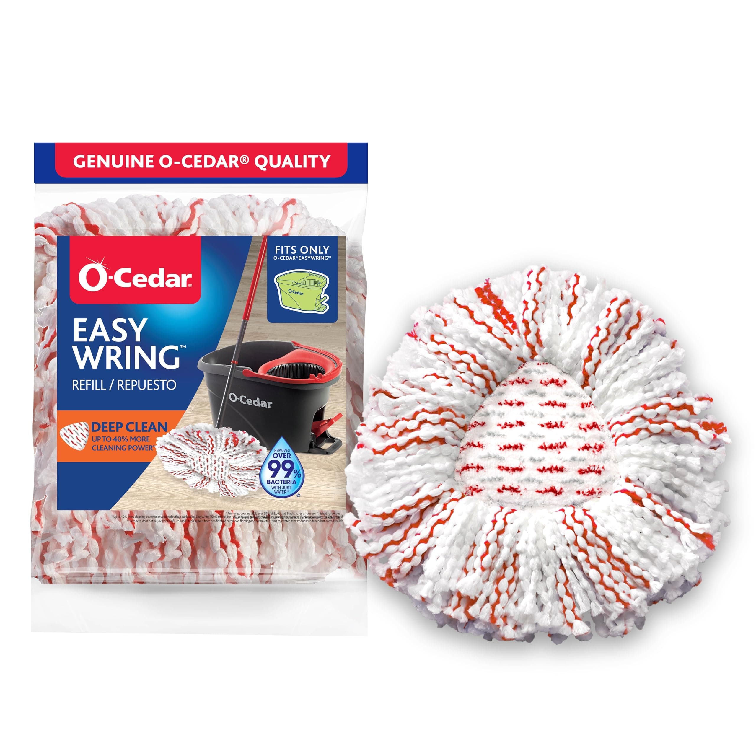 O-Cedar EasyWring Deep Clean Refill (1-Pack) | 40% More Cleaning Power | Microfiber Mop Refill Compatible with O-Cedar EasyWring Spin Mop & Bucket System 1 Count (Pack of 1) Deep Clean Refill Refill