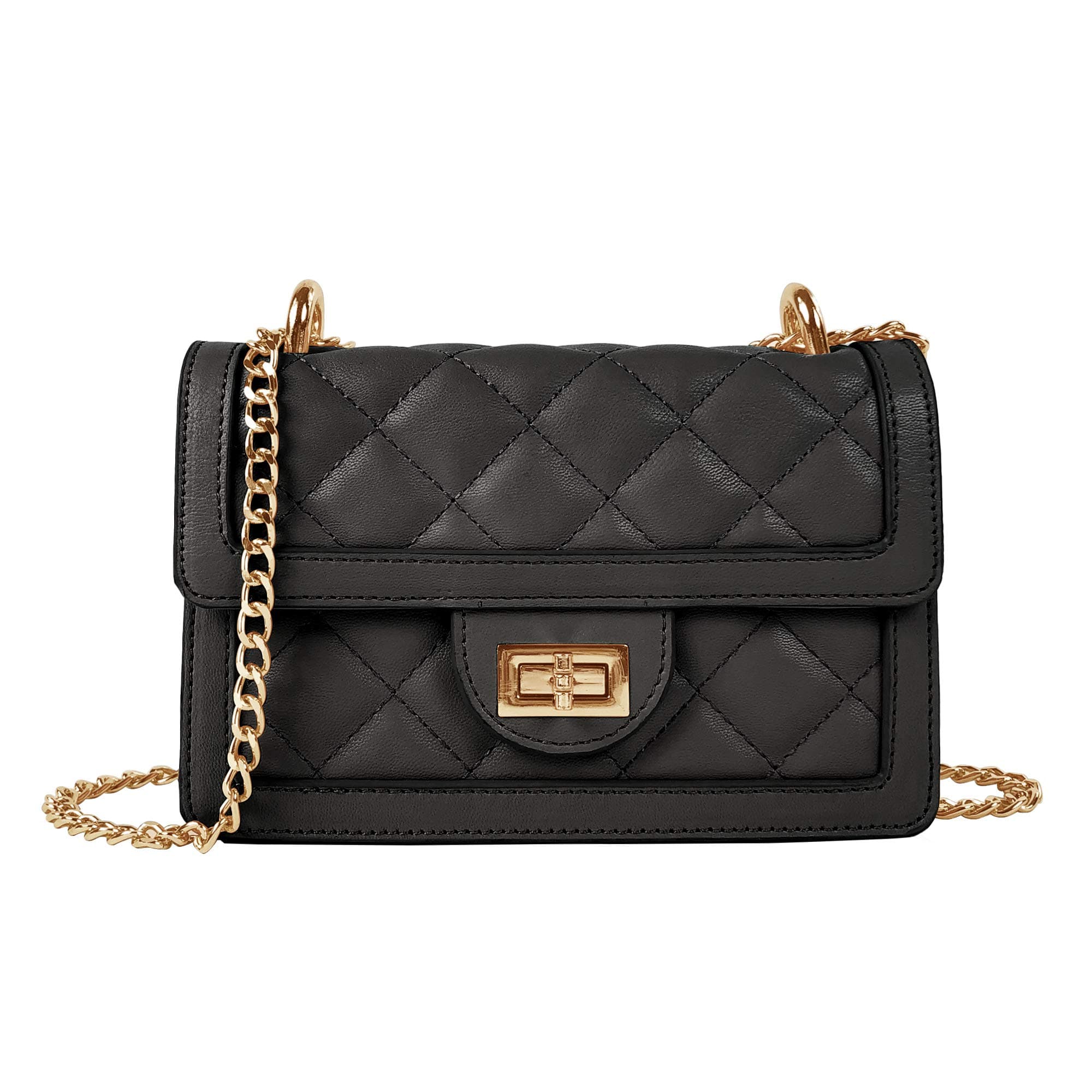 SG SUGU Small Quilted Crossbody Bag, Trendy Designer Mini Shoulder Bag, Phone Wallet Purse for Women Black