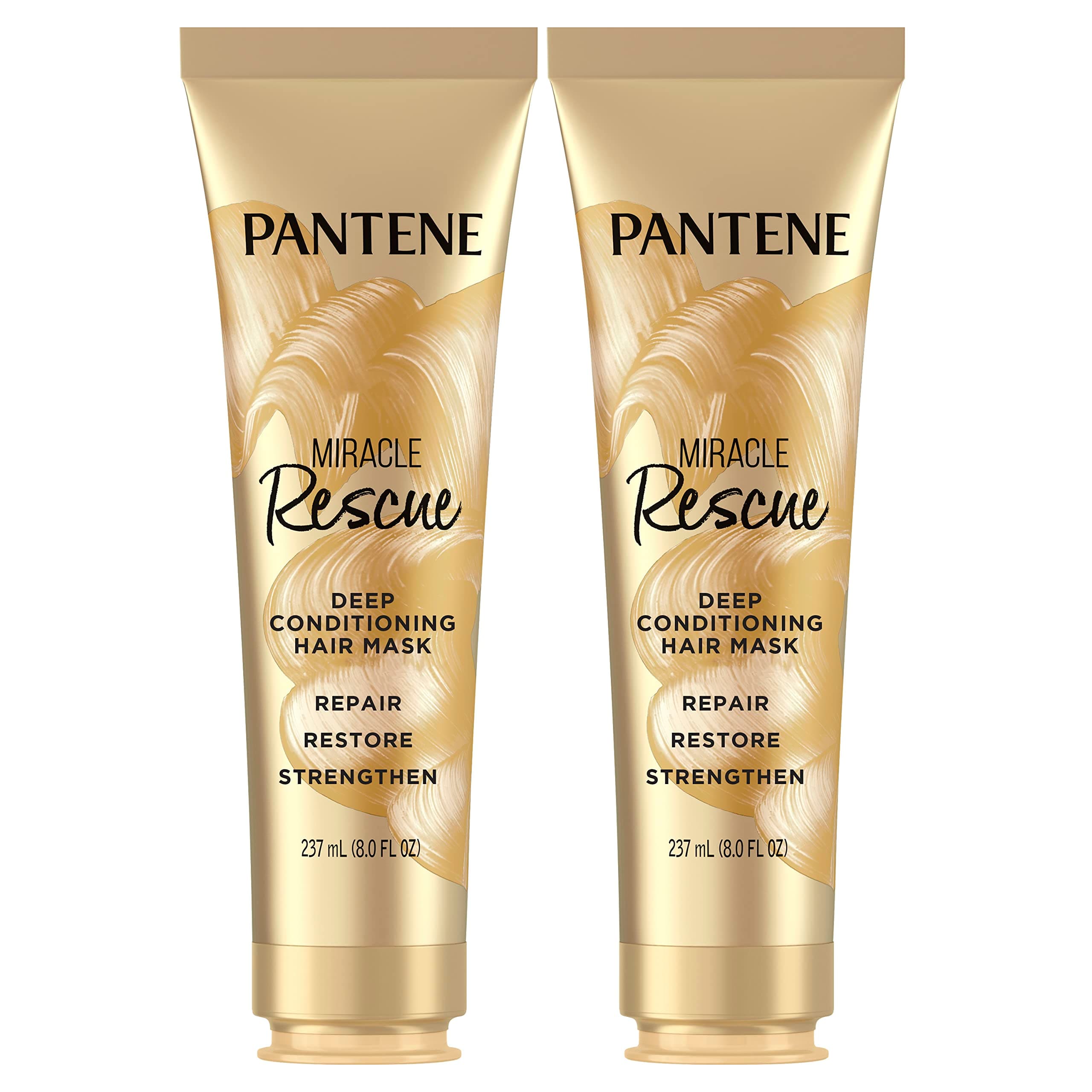 Pantene Hair Mask, Miracle Rescue Deep Conditioning Treatment, Hydrate Dry Hair, Twin Pack, 8 Fl Oz Each 8 Fl Oz (Pack of 2)