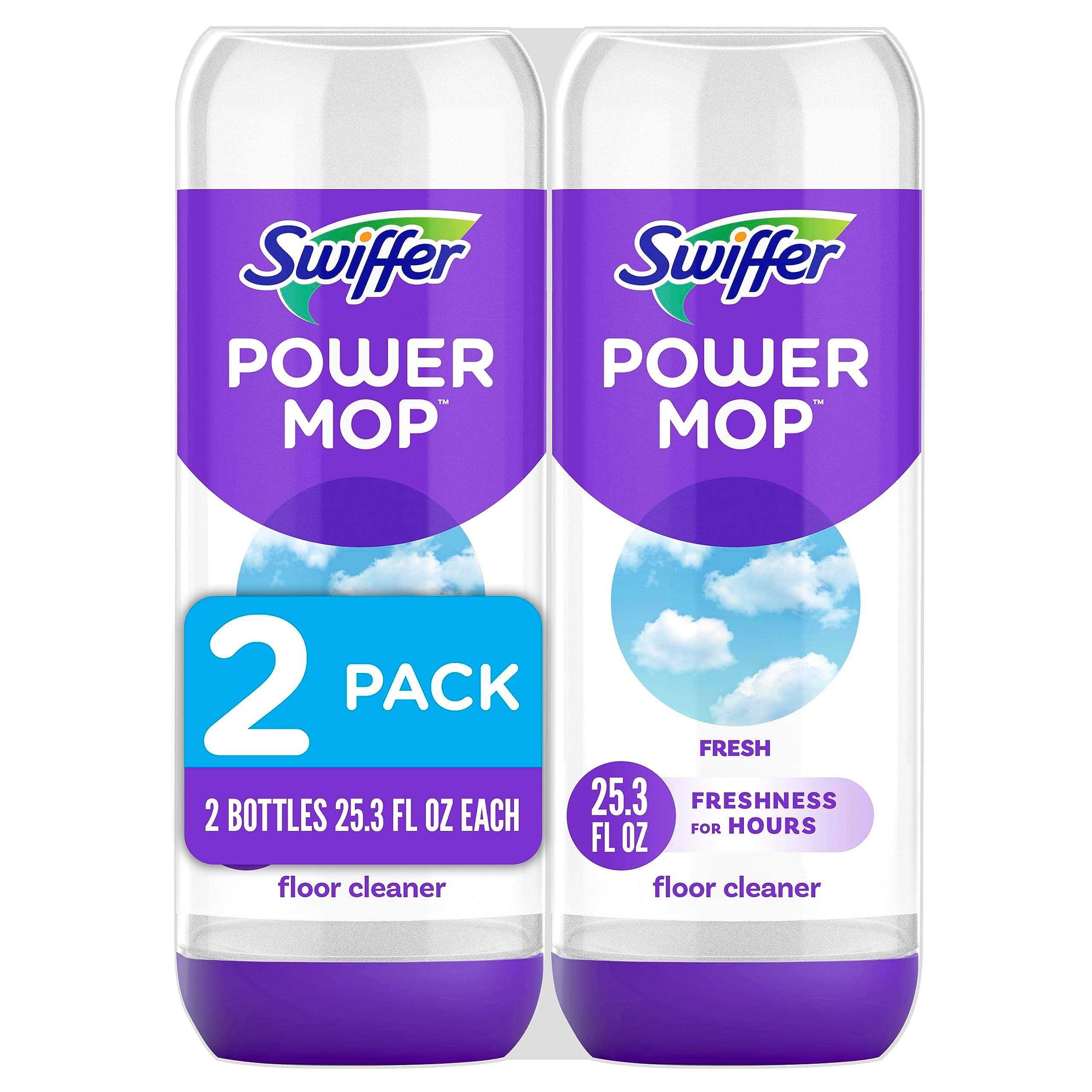 Swiffer PowerMop Floor Cleaning Solution with Fresh Scent, PowerMop Refills, Floor Cleaner for Mopping, 25.3 fl oz, 2 Pack Fresh 25.35 Fl Oz (Pack of 2)