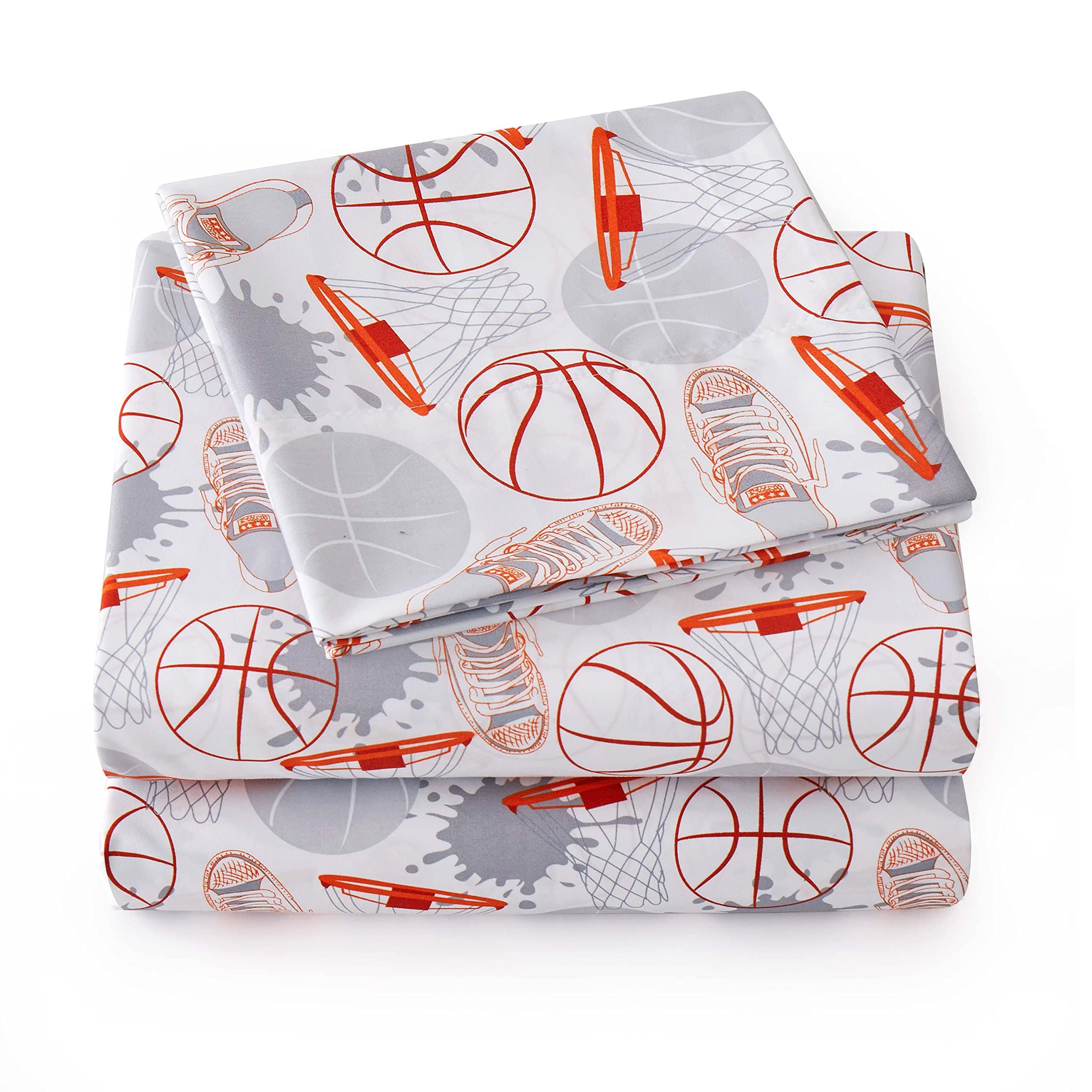 1500 Supreme Kids Bed Sheet Collection - Fun Colorful and Comfortable Boys and Girls Toddler Sheet Sets - Deep Pocket Wrinkle Free Soft and Cozy Bedding - Full , Basketball Basketball Sport Full