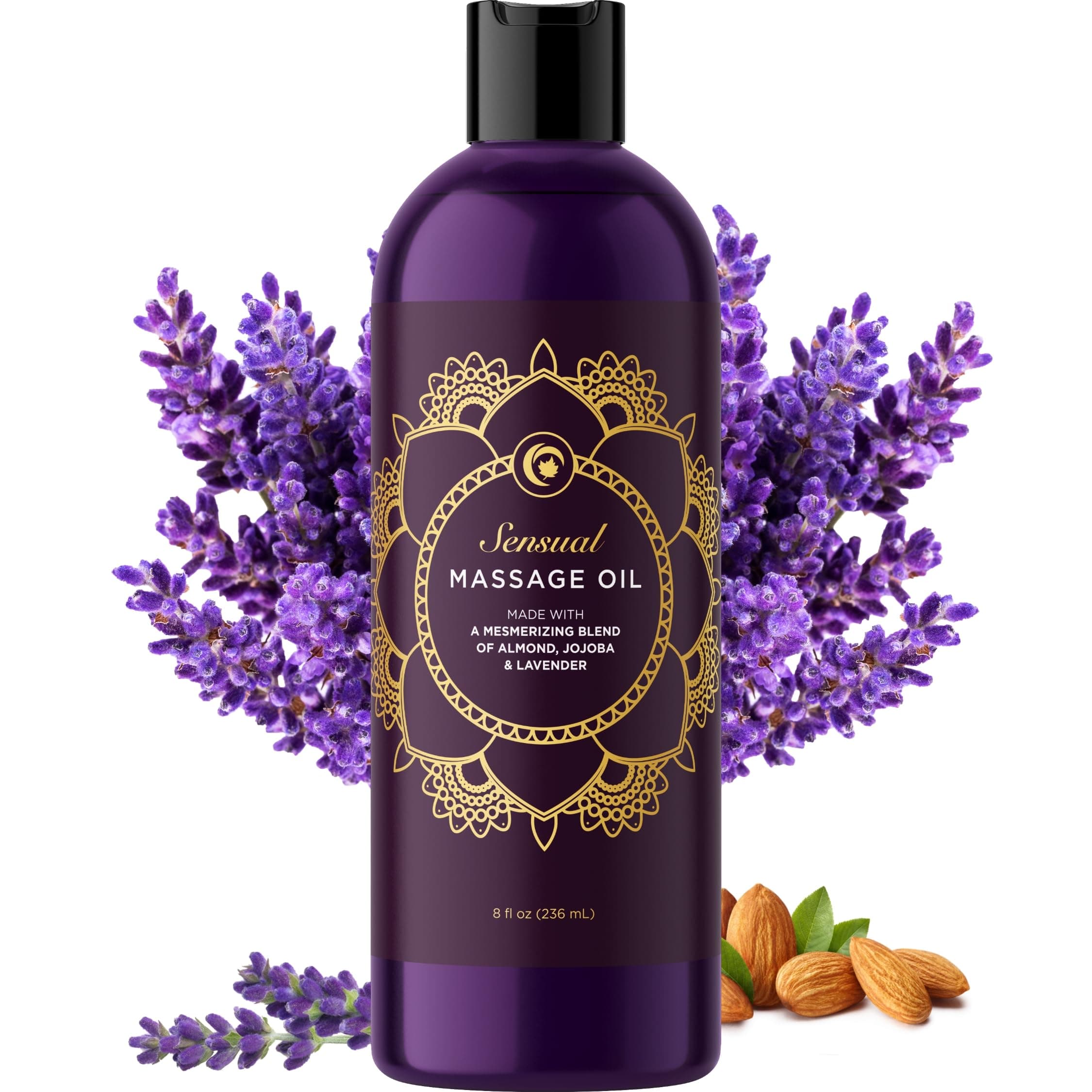 Aromatherapy Sensual Massage Oil for Couples - Relaxing Full Body Massage Oil for Date Night with Sweet Almond Oil - Vegan Lavender for Massage Therapy Smooth Gliding Formula 8 Fl Oz Lavender 8 Fl Oz (Pack of 1)