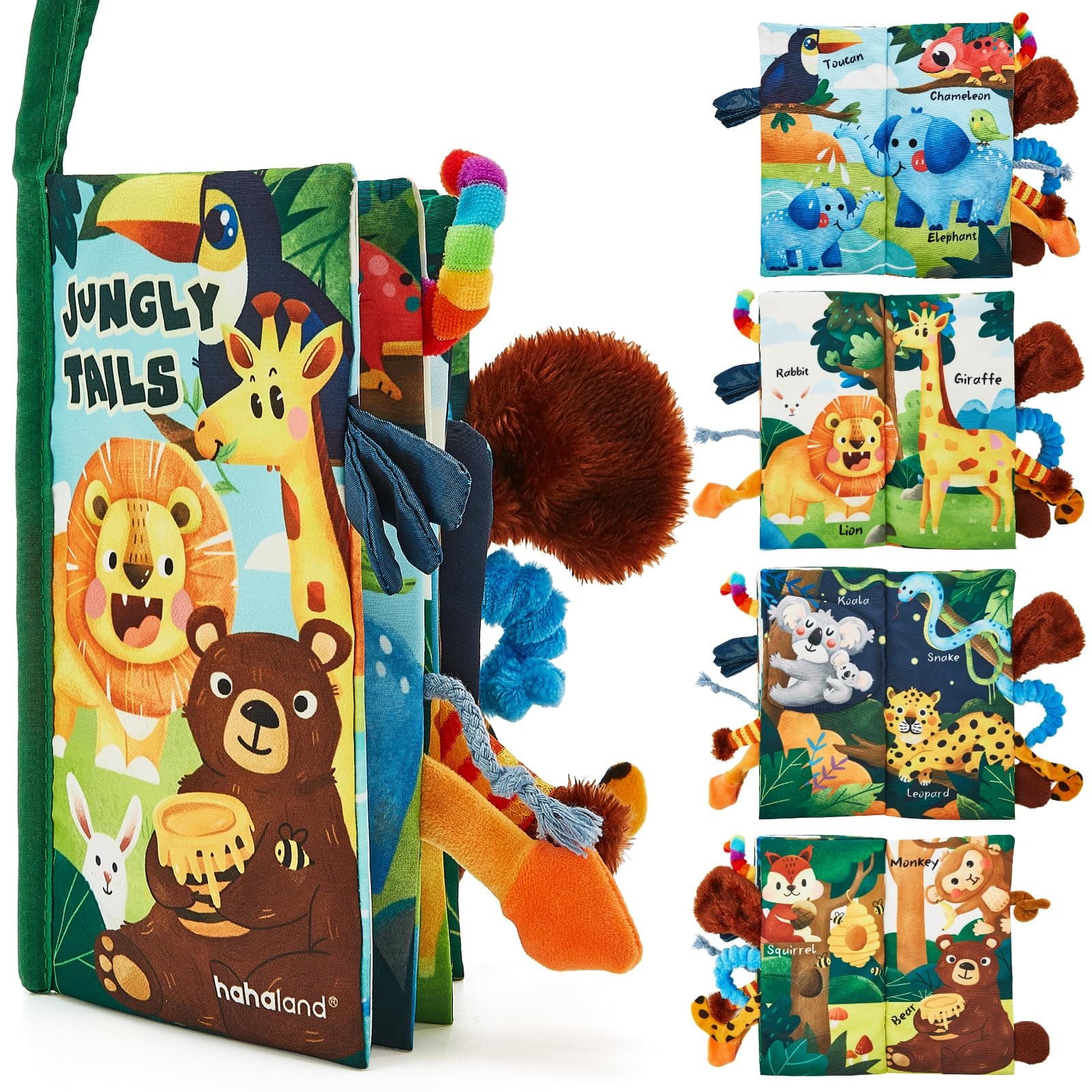 hahaland Baby Books 0-6 Months,Infant Tummy Time Toy Sensory Toys 6 to 12 Months Touch Feel Book Travel Toy Gifts for Boy Girl 0-3 Month Baby Shower Christmas Birthday Gifts Stocking Stuffers (Single) A - Jungle - 1 Book
