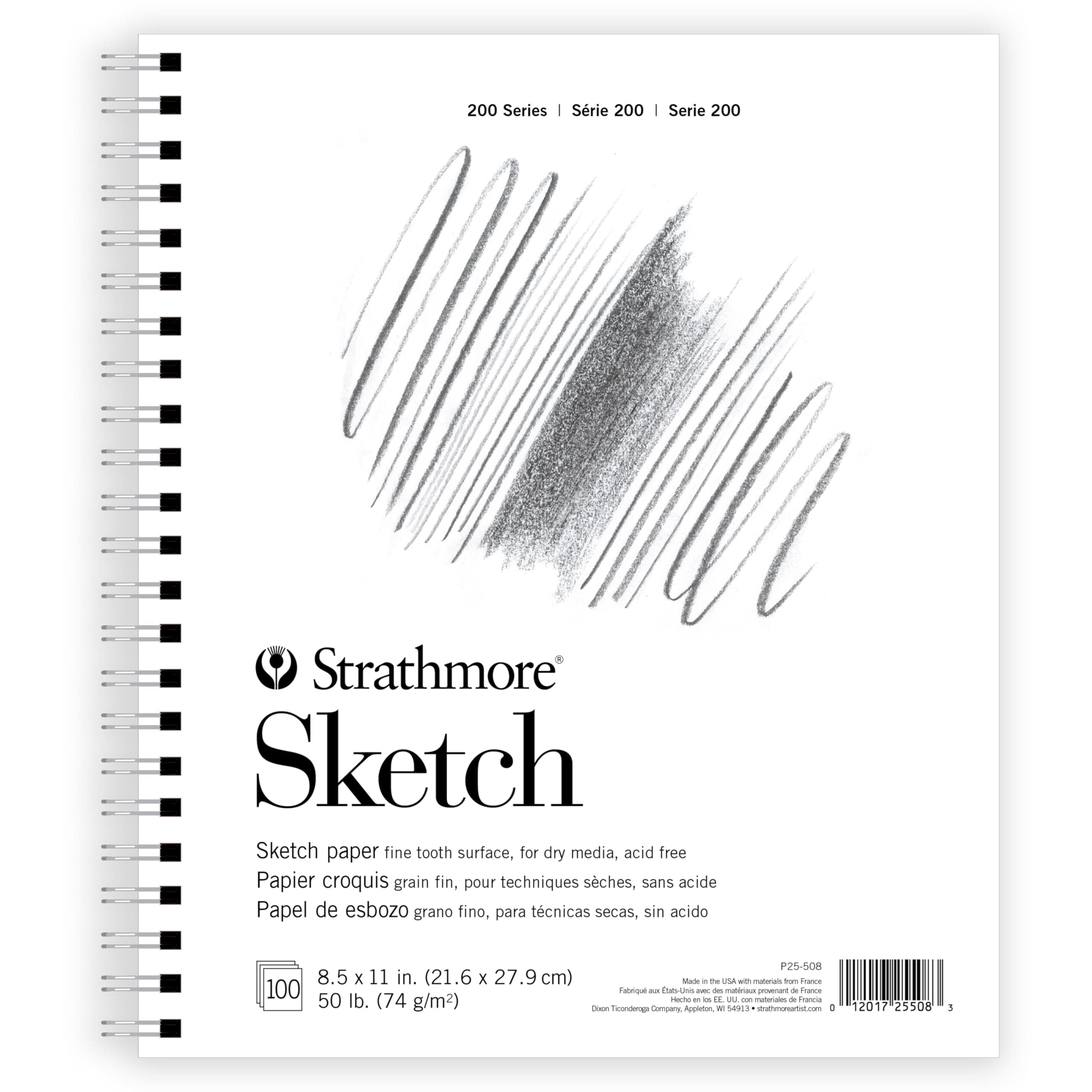 Strathmore 200 Series Sketch Pad, 8.5x11 inch, 100 Sheets, Side Wire - Artist Sketchbook for Drawing, Illustration, Art Class Students