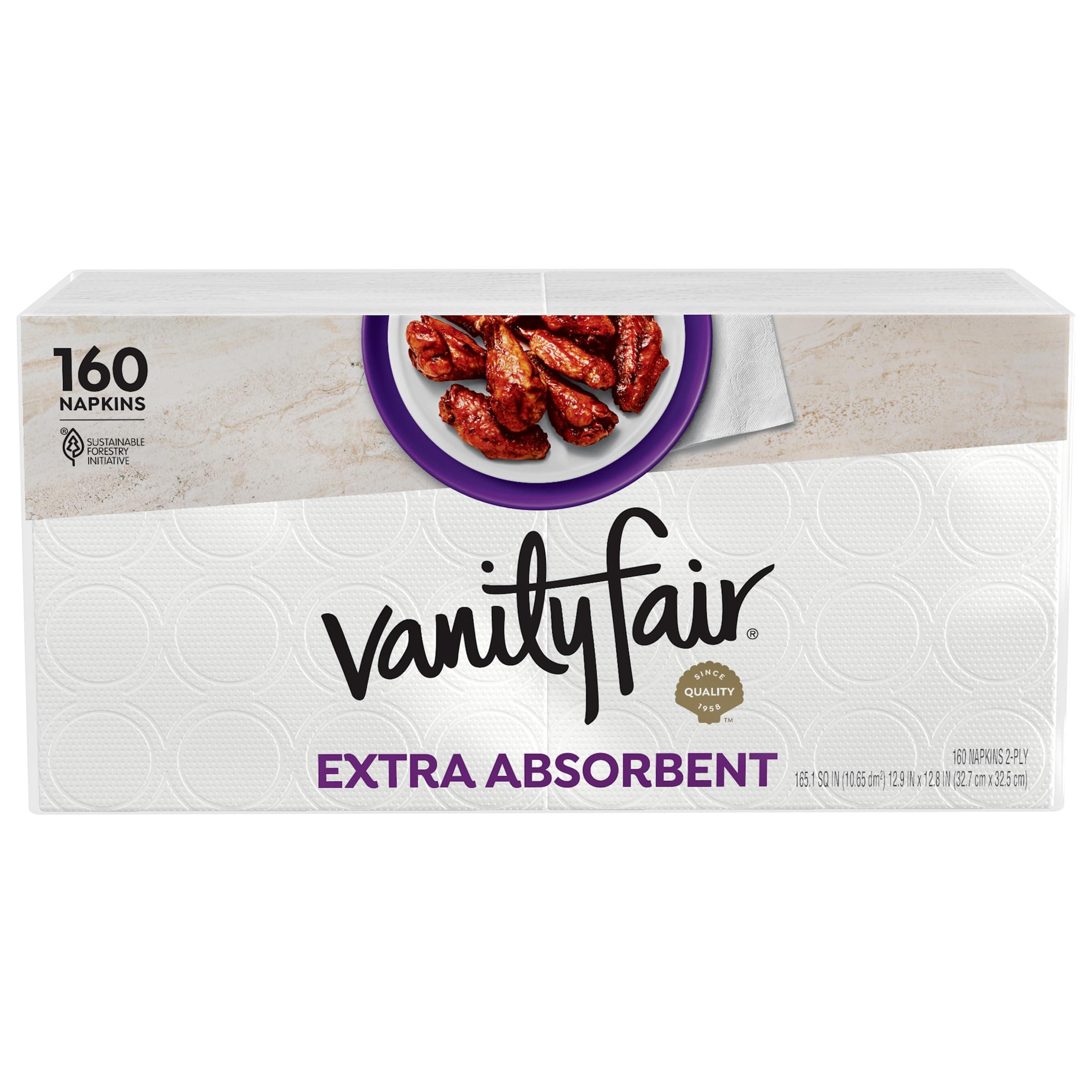 Vanity Fair Extra Absorbent Premium Paper Napkins, 160 Count, Disposable Napkins Made Soft And Strong For Messy Meals And Everyday Use 160 Count (Pack of 1)